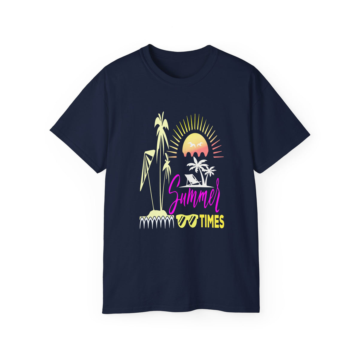 Summer Times tropical sunset Tee | palm trees, sunglasses, retro beach design
