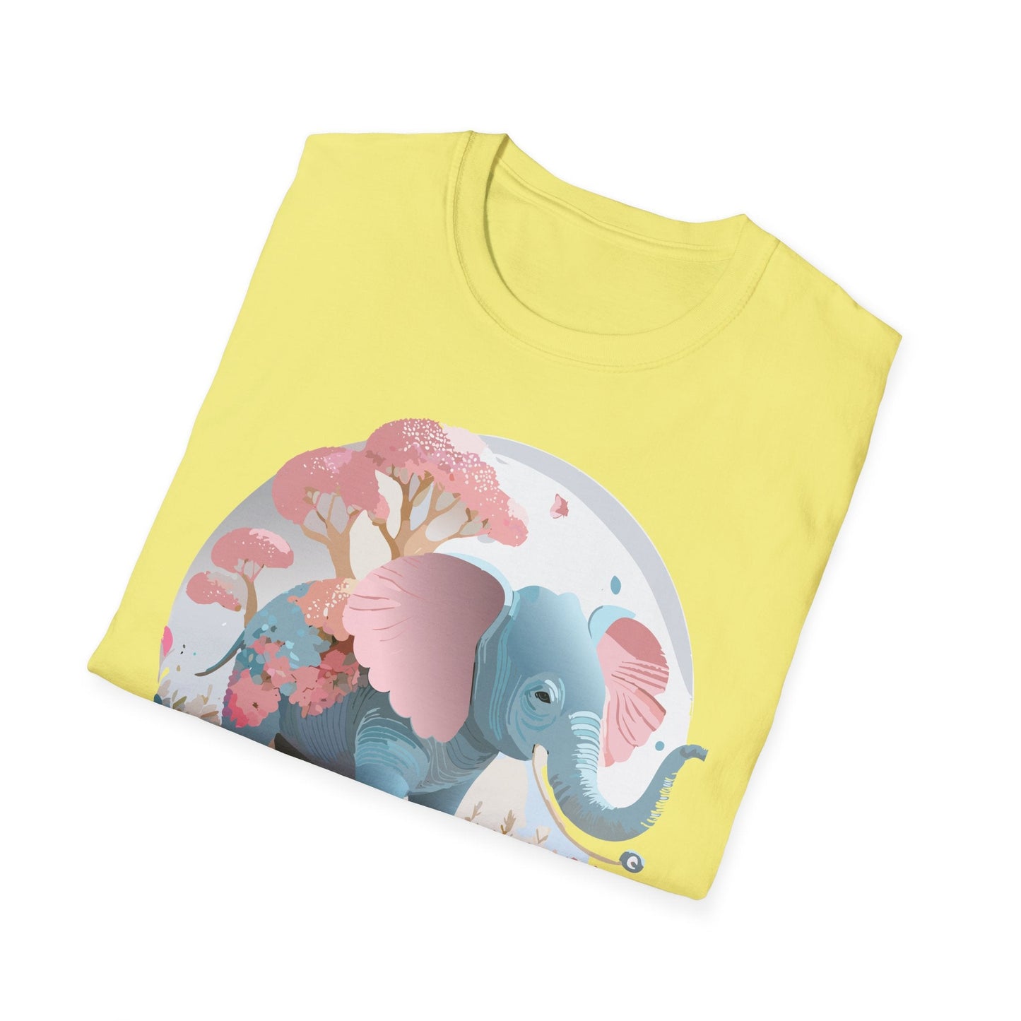 Unisex Elephant Graphic Tee Gildan Softstyle 64000 100 Percent Ring Spun Cotton Fabric