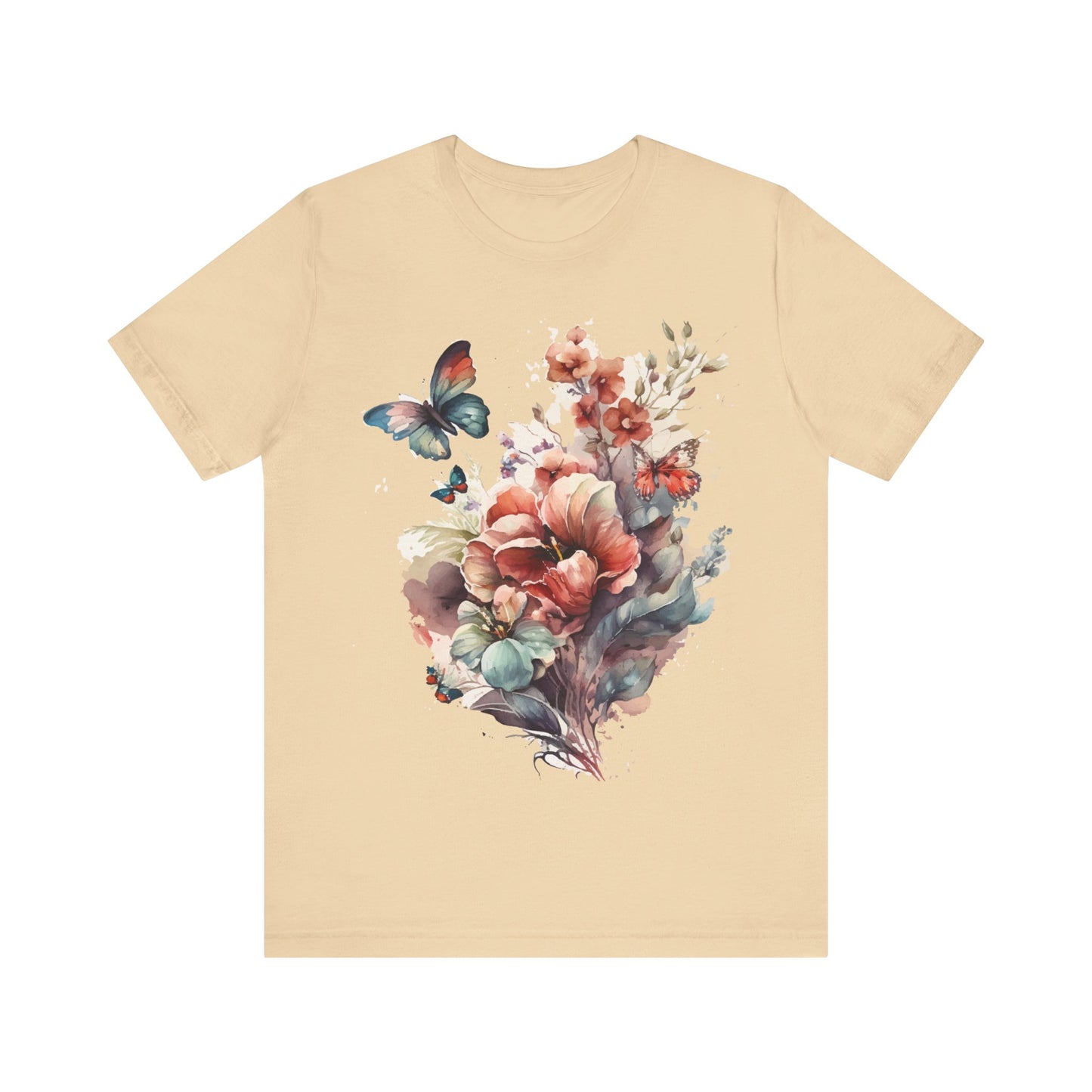 Cotton Tee Shirt with Butterfly Prints