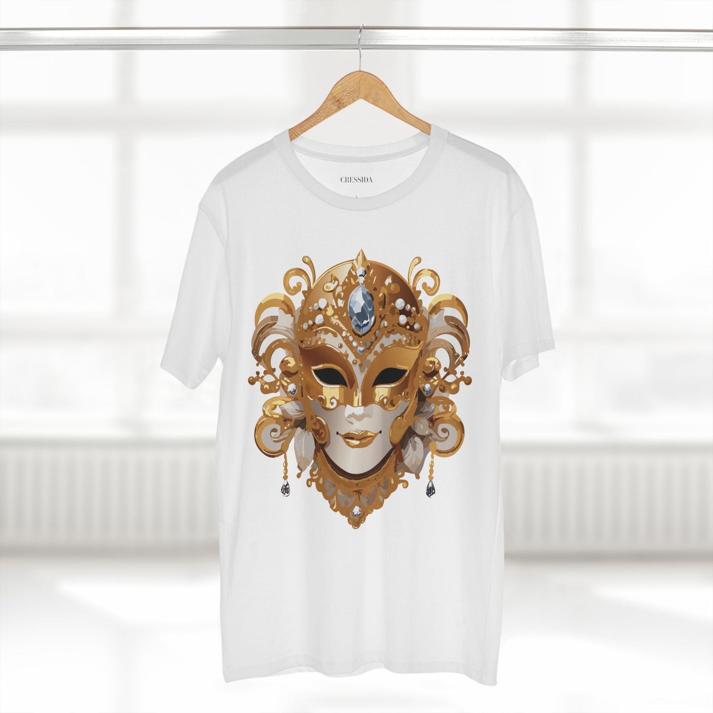 Carnival Mask Graphic T-Shirt Unisex 100 Cotton With Antique Gold Art Design Tee 23