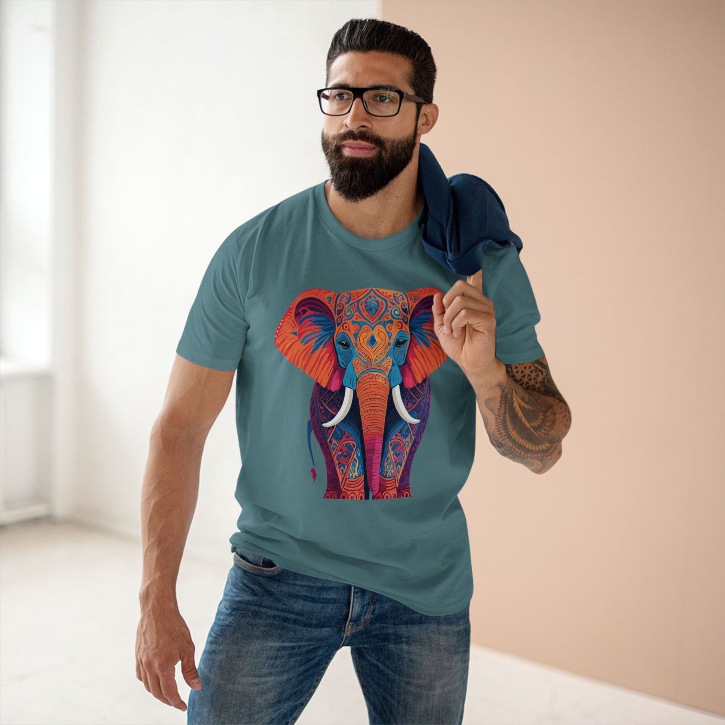 Unisex Elephant Shirt Premium Cotton Tee With Original Art Design By Retro2Nova Soft Breathable Everyday Comfort