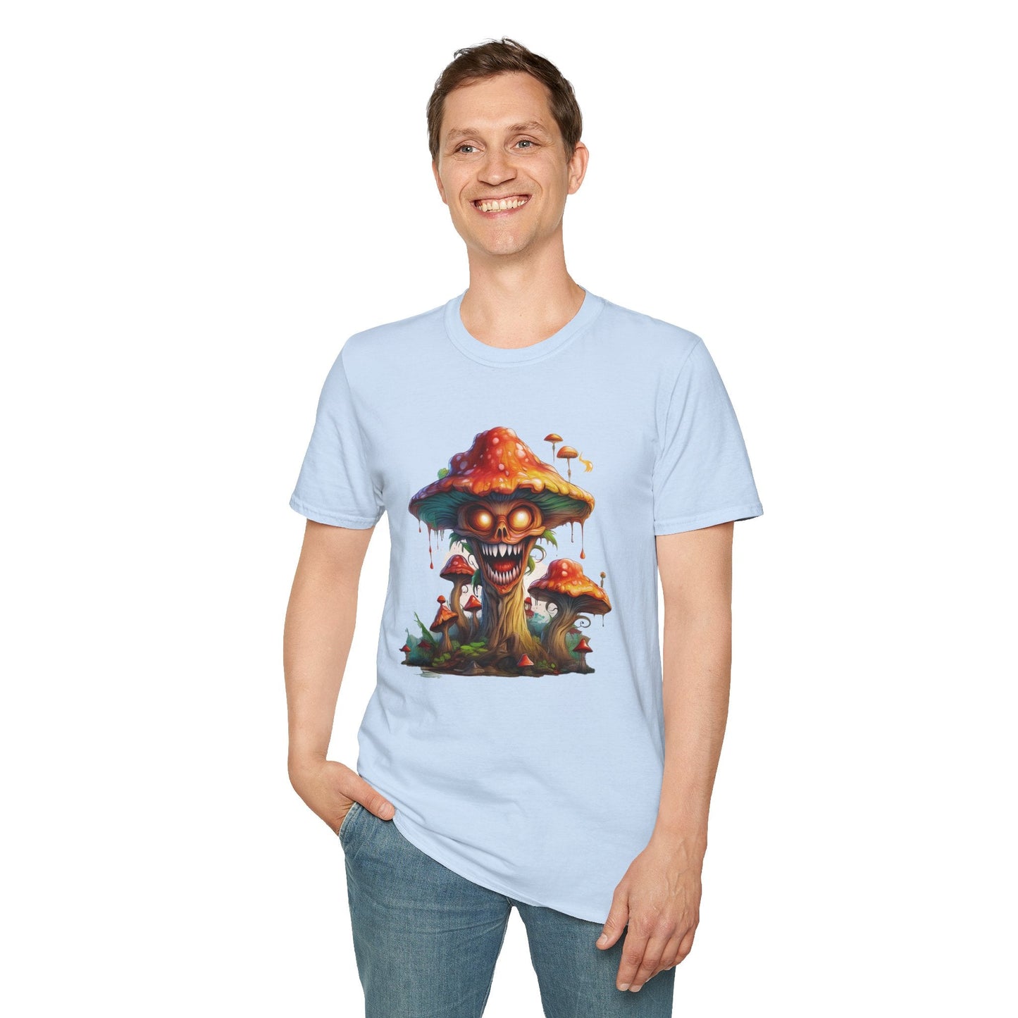 Mashroom Tee Shirt Unisex Softstyle 64000 100% Ring Spun Cotton with Funny Mushroom Artwork