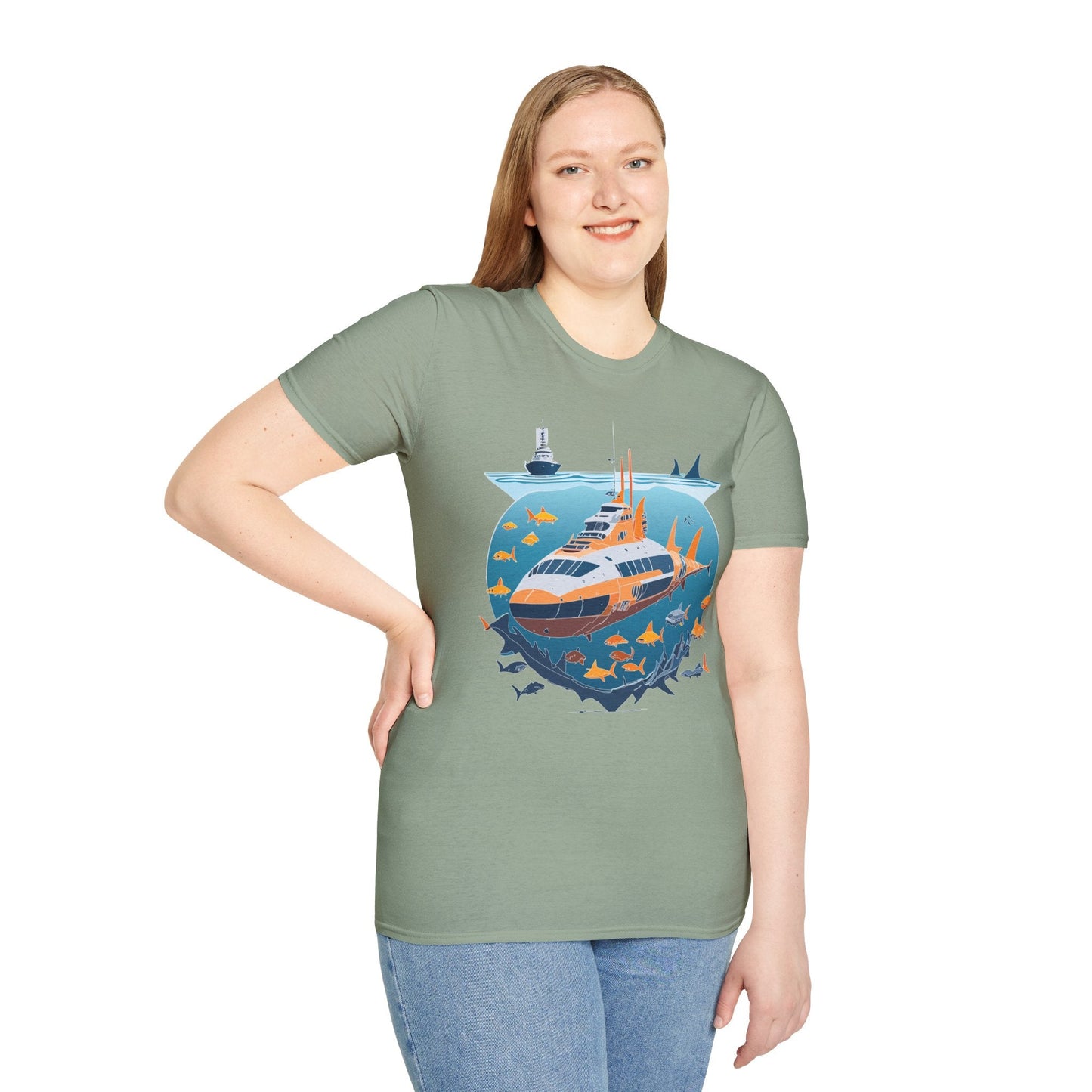 Ocean Tee Shirt Unisex Short Sleeve Gildan Softstyle 64000 Premium Comfort Ocean Artwork