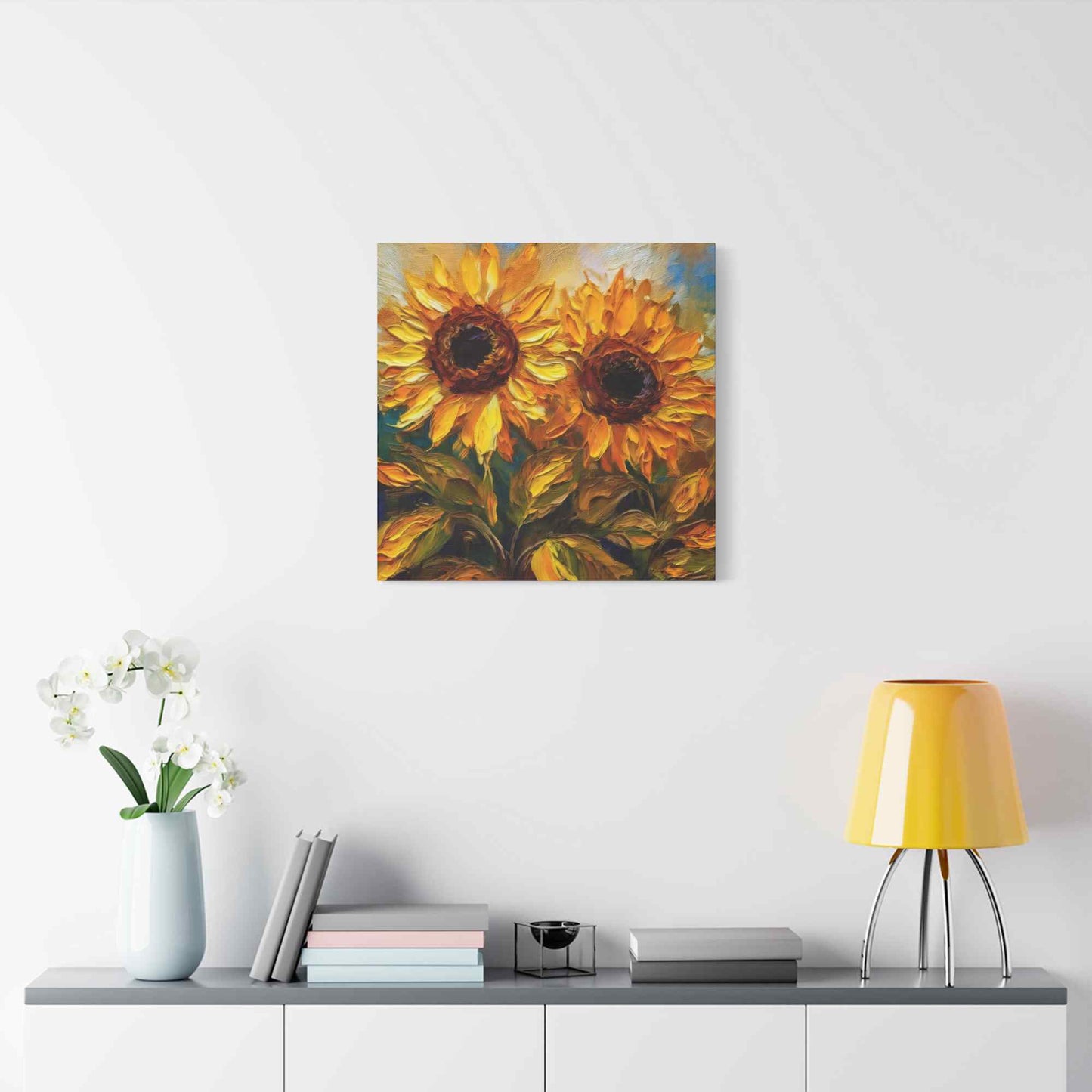 Sunflowers Print Canvas, Flowers Oil Paint Print 20x20, 24x24, 30x30, 32x32, 36x36, Floral Art Design Print Non-Frame MC-25