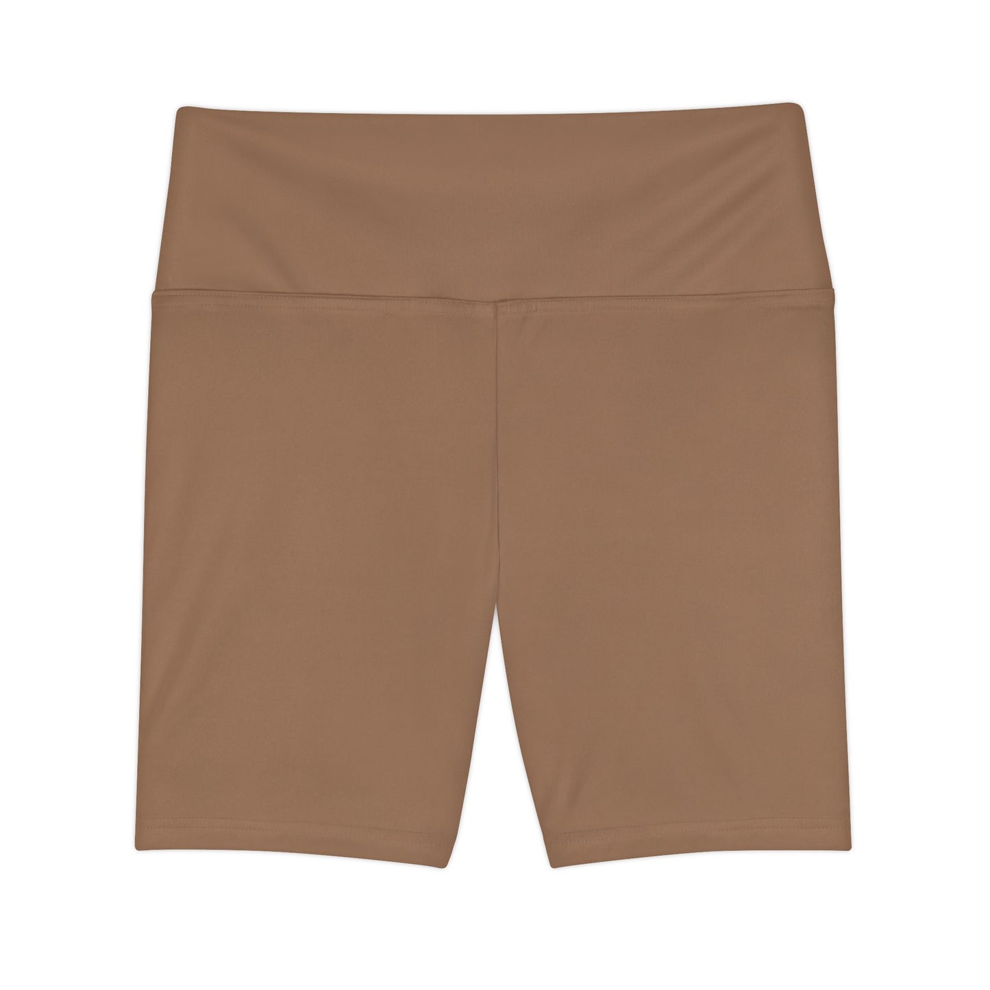 Faded Copper Women's High-Waist Workout Shorts — Solid Brown AOP Activewear