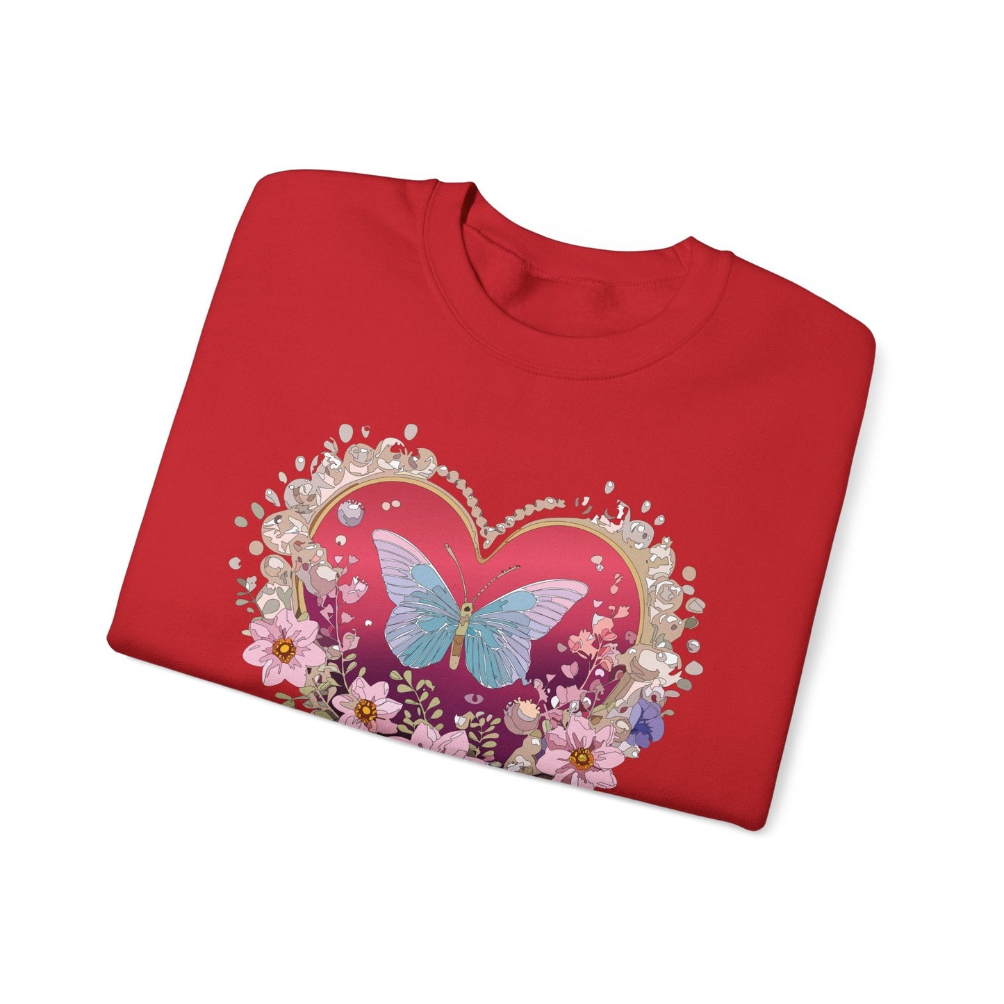 Floral Heart Sweatshirt For Valentines Day Unisex Floral Love Crewneck Sweatshirt