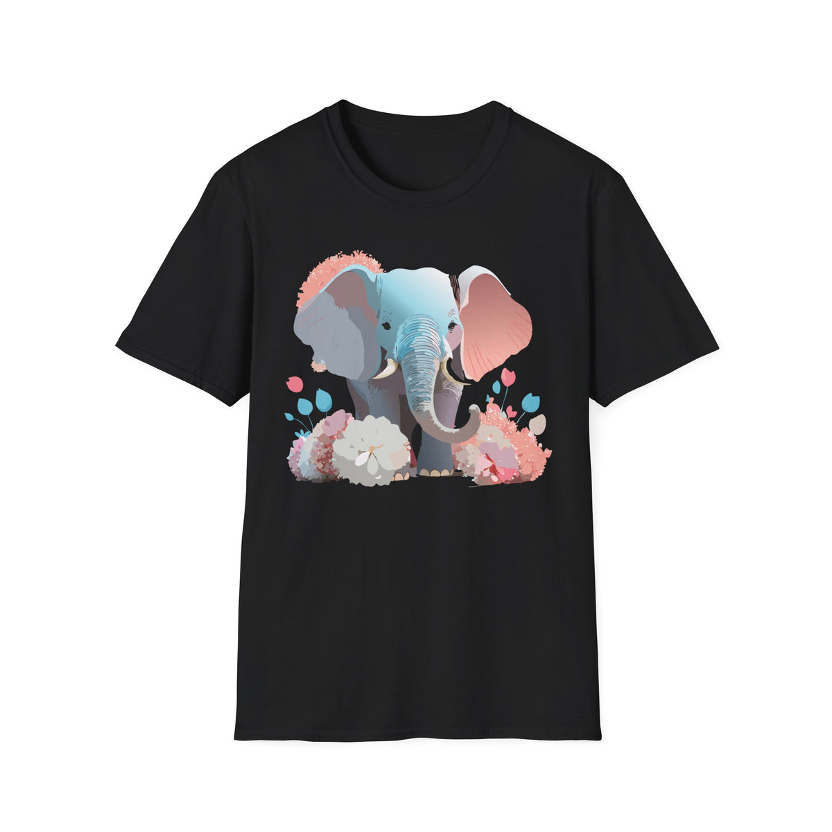 Pastel Elephant Illustration T-Shirt | Cute Watercolor Elephant Tee