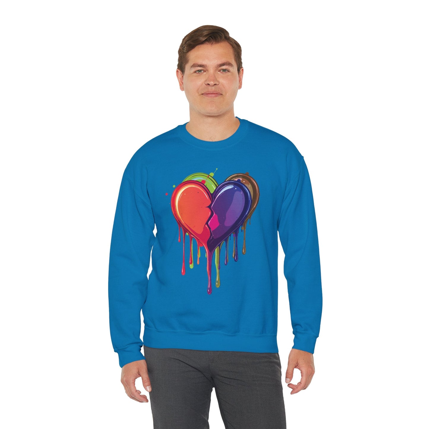 Unisex Double Heart Sweatshirt Valentines Day Love Theme Big Heart Design