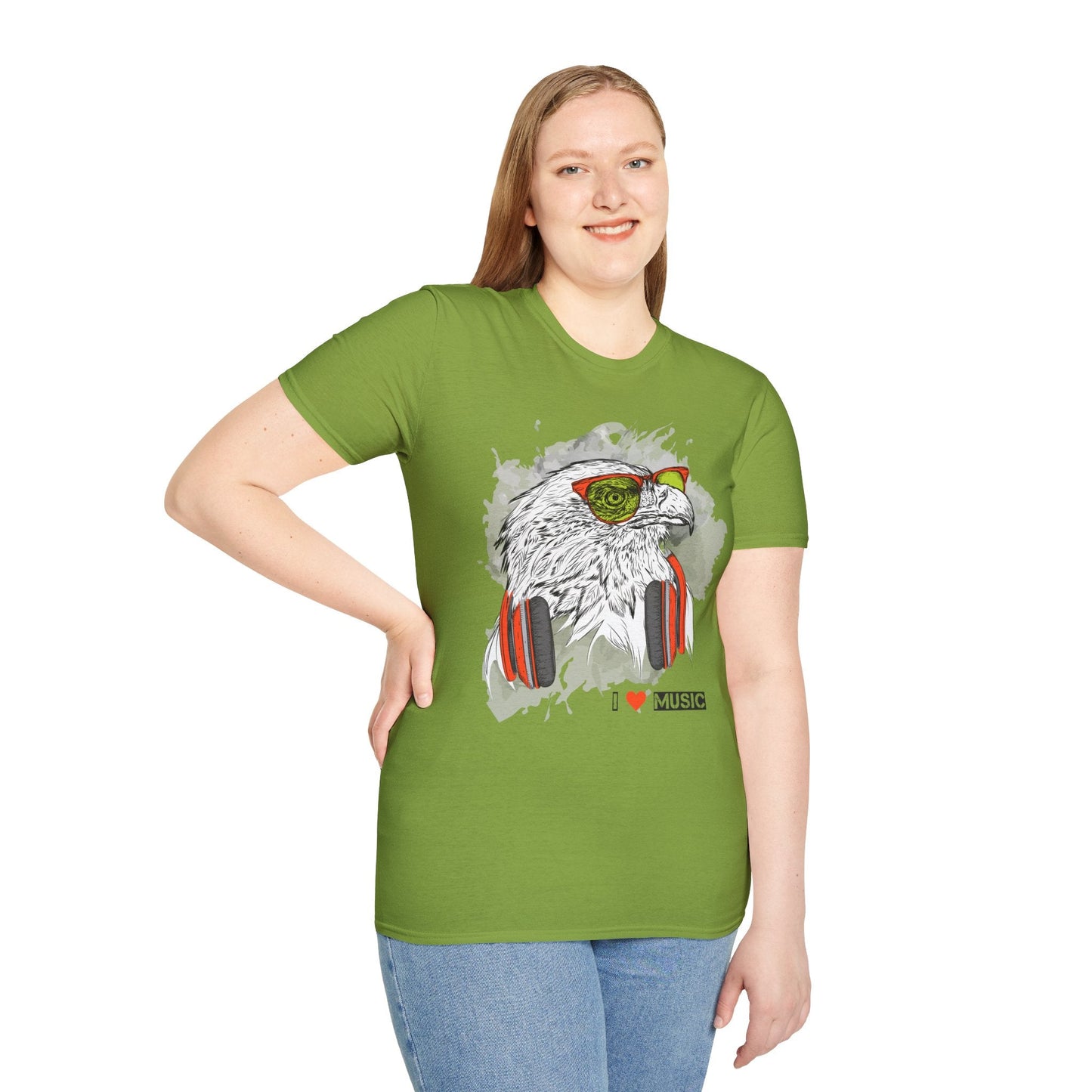 I Love Music Animals Shirt With Headphones Unisex Gildan Softstyle 64000 Tee Premium