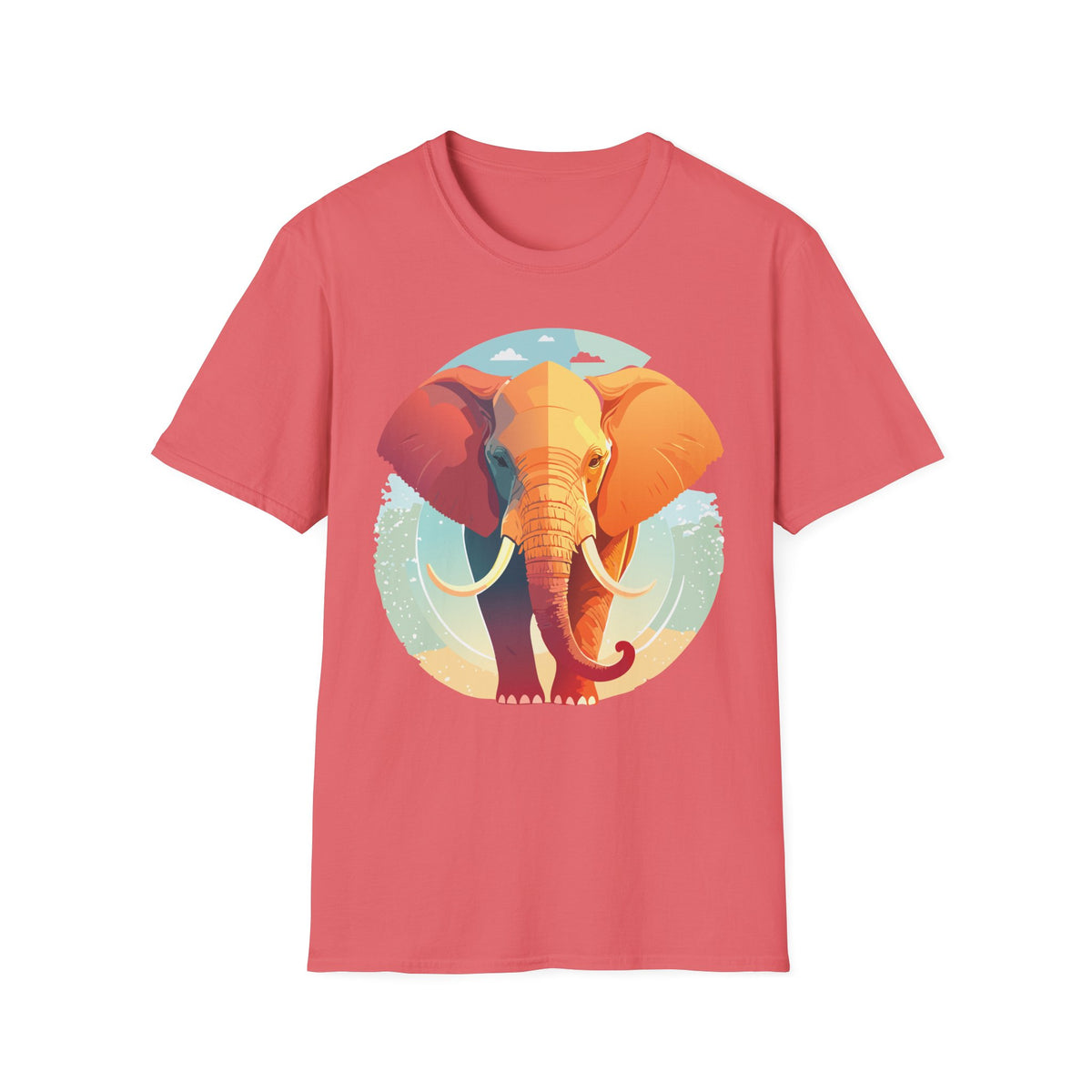 Colorful Elephant Illustration T-Shirt | Vibrant Safari Animal Tee