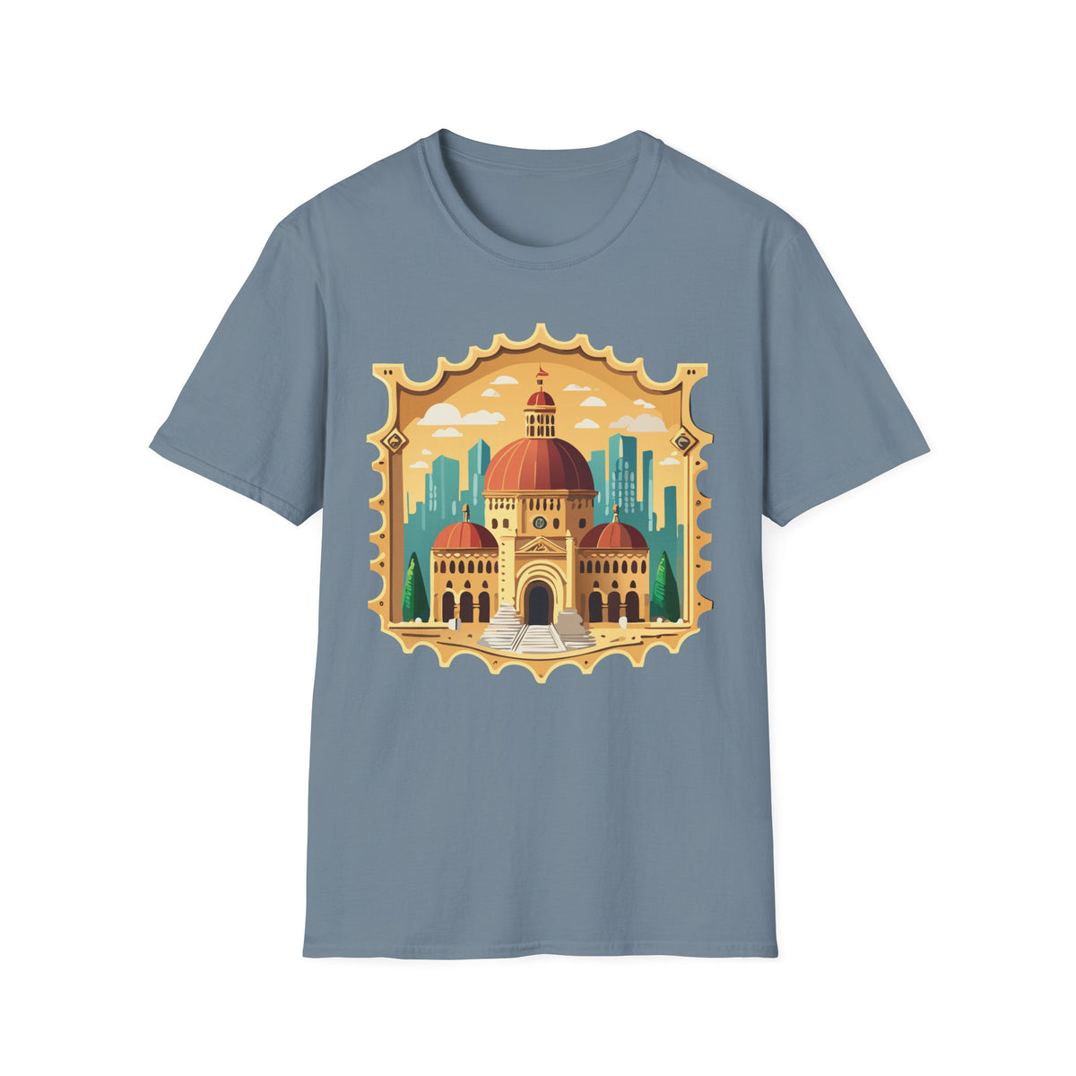 Moroccan Cityscape Tee | Dome & Minaret Illustration Graphic Tee Unisex 100 Cotton Gildan T-Shirt