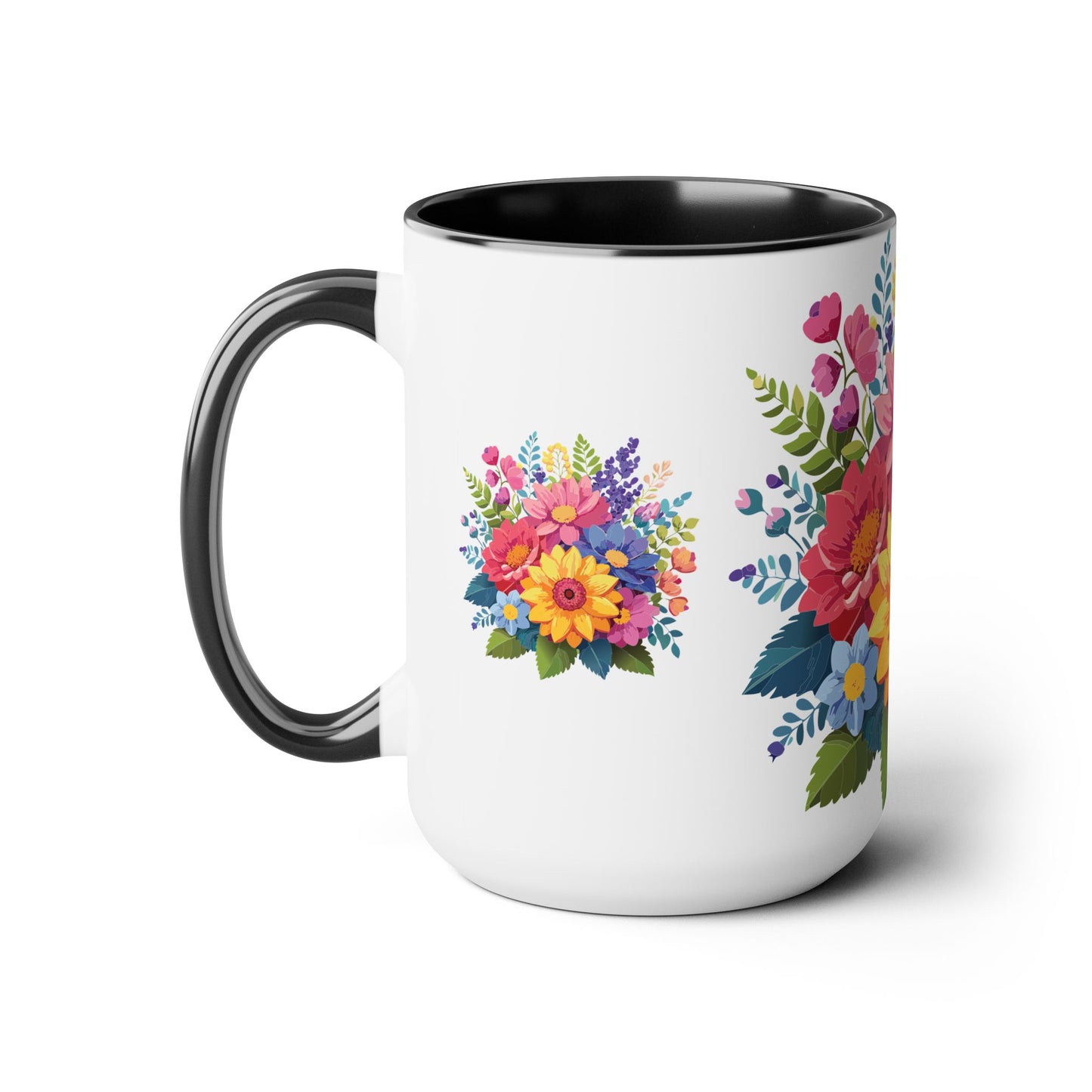 Two-Tone Coffee Mug with flowers