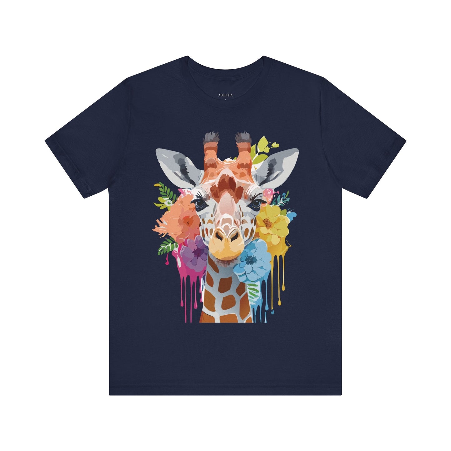 Giraffe Graphic Tee By Adelpha Unisex Vintage Inspired Art Design Short Sleeve Jersey Shirt