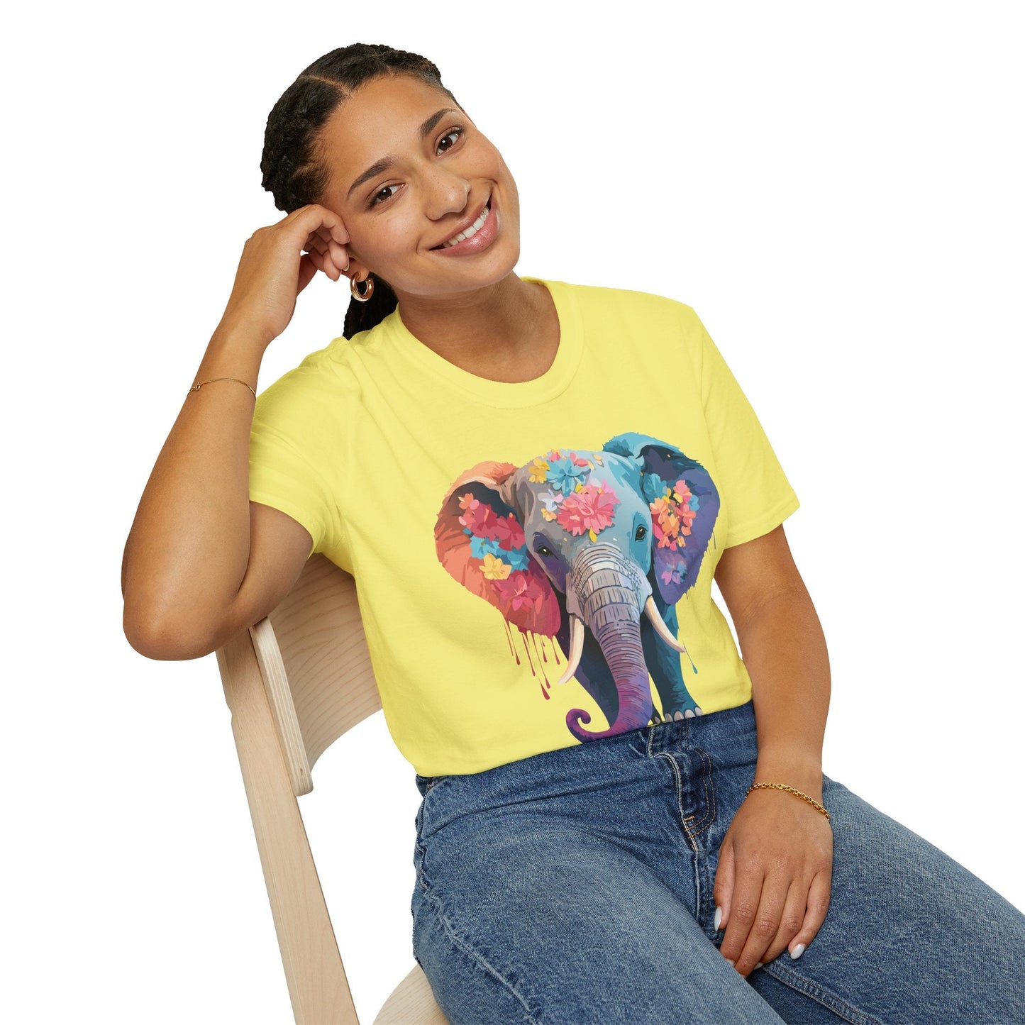 Unisex Elephant T Shirt Gildan SoftStyle 64000 100 Percent Ring Spun Cotton Tee Shirt