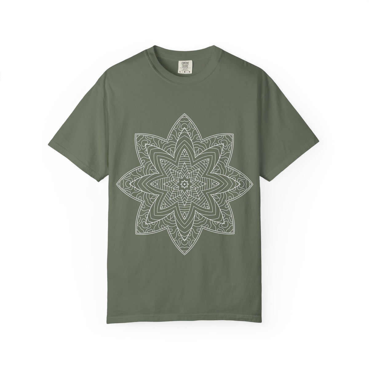 Unisex Garment Dyed Cotton T-Shirt with Mandala Graphic Design