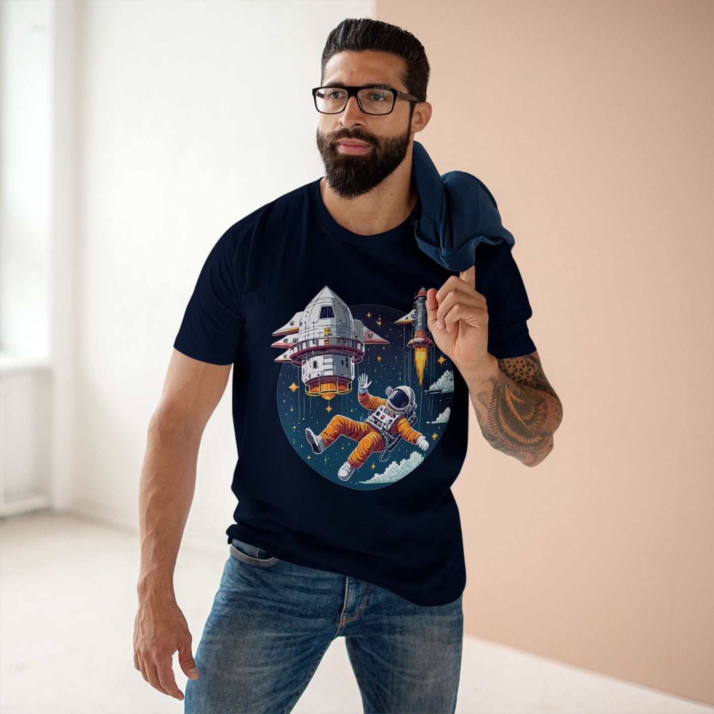 Cosmos Astronaut Shirt Unisex Premium Cotton Tee With Original Retro Art Design Collection