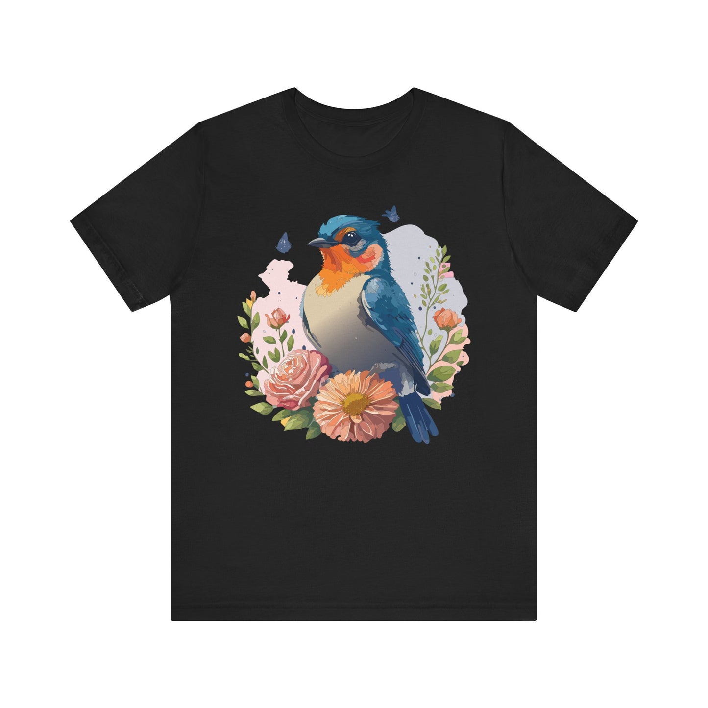 Floral Bird Tee, Animal Shirt, Bird Shirt, Floral Tee, Flower T-shirt, T-Shirt with Animal