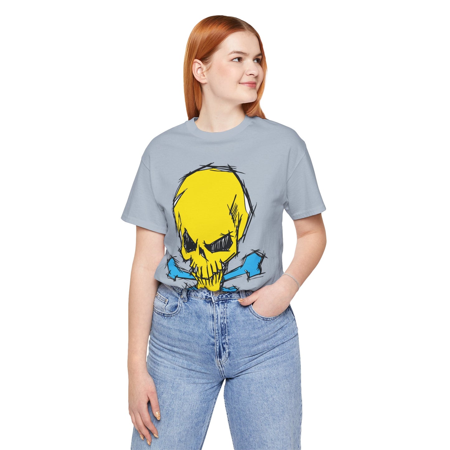 2-Yellow Skull Graphic Design Tee, Skull Shirt, Vintage Tees, Art Design T-Shirt, Vintage Graphic Tee, Art Shirts with Skulls