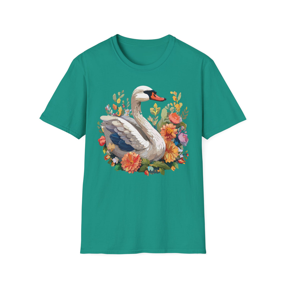 Swan Floral Illustration T-Shirt | Swans, Flowers, Botanical Art