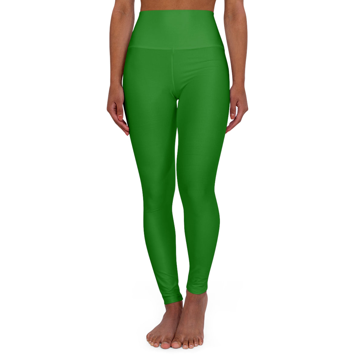 India Green Color High-Waist Yoga Leggings Women's Seamless Poly-Span Stretchy Pants XS-2XL