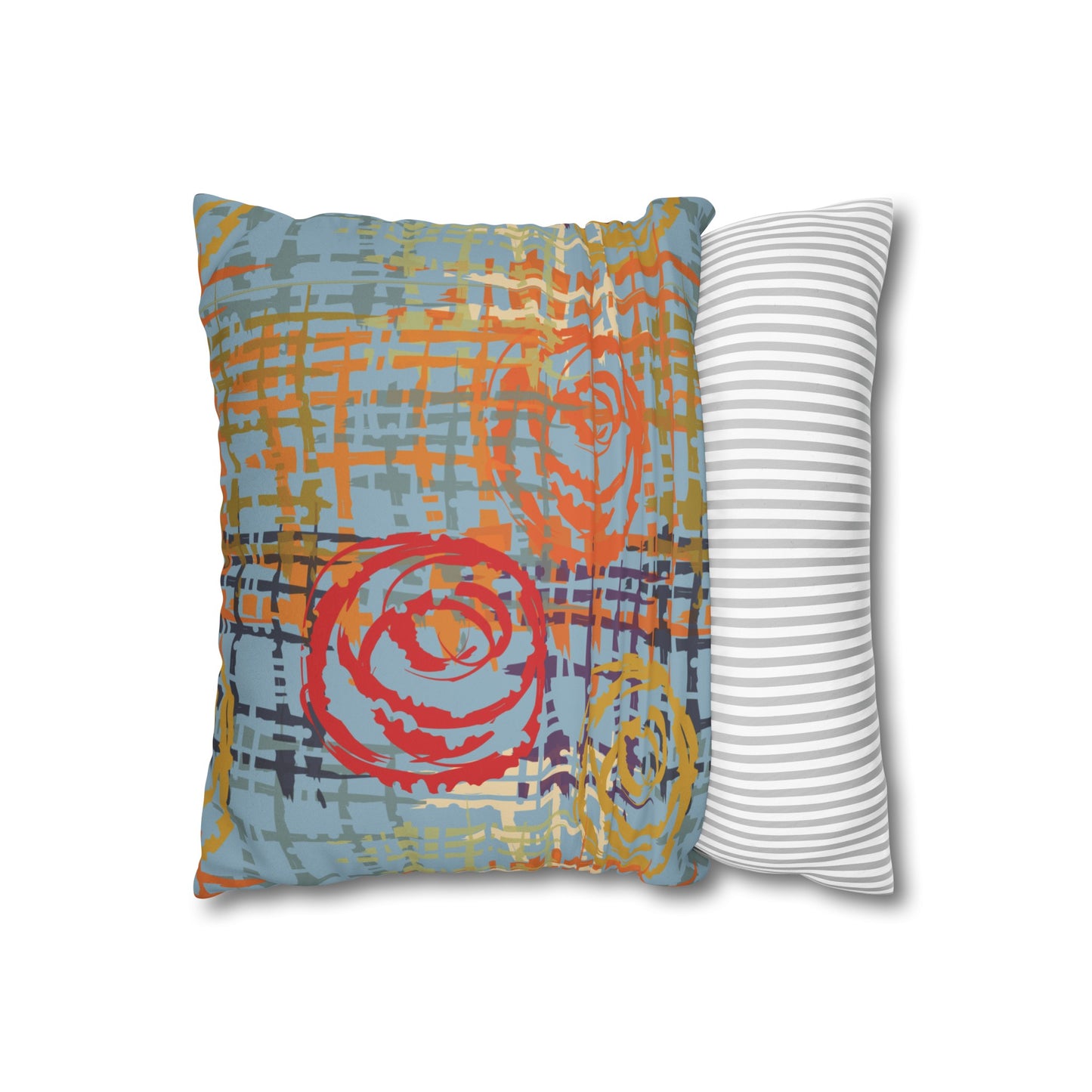 Faux Suede Pillowcase with Abstract print