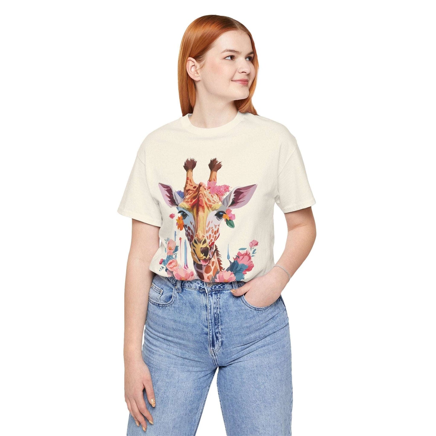 Giraffe Graphic Unisex 100 Cotton Vintage Animal Art T-Shirt 2