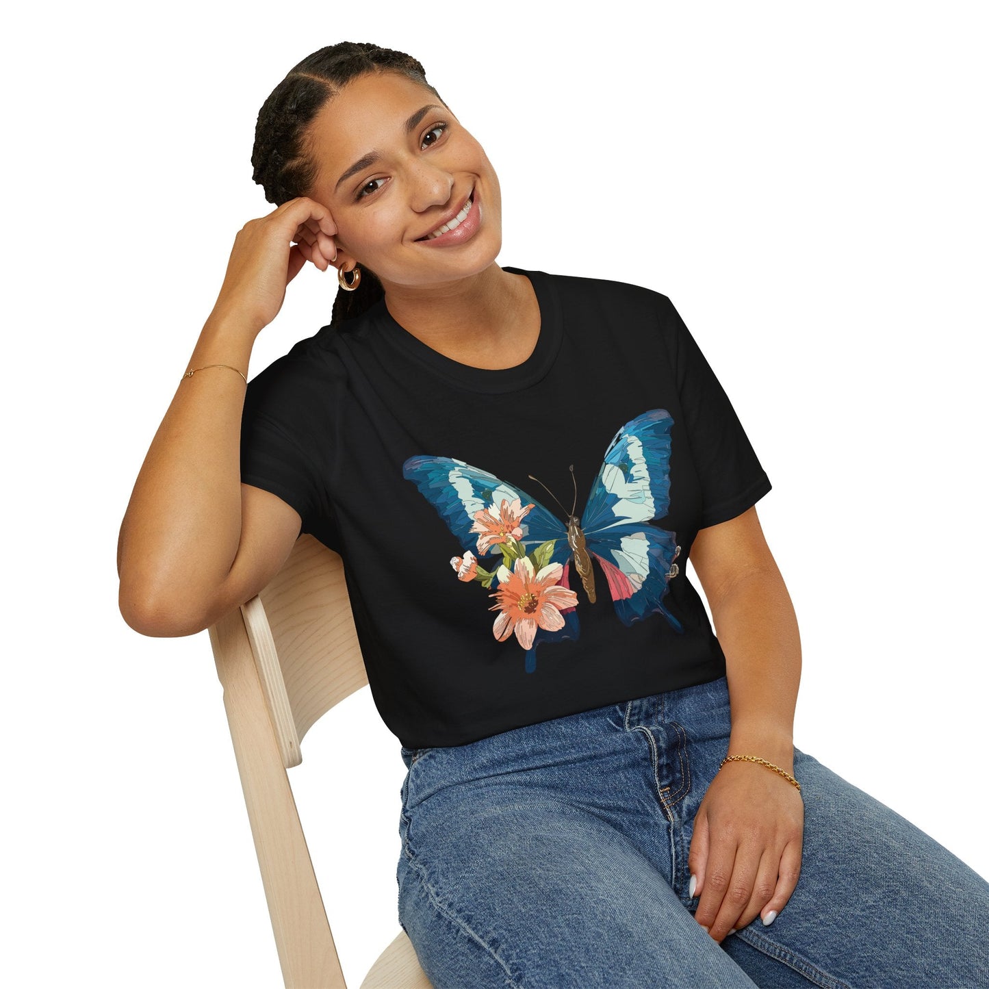Butterfly Themed Unisex T Shirt Monarch Design Softstyle 64000 100 Cotton Tee For Everyday Comfort