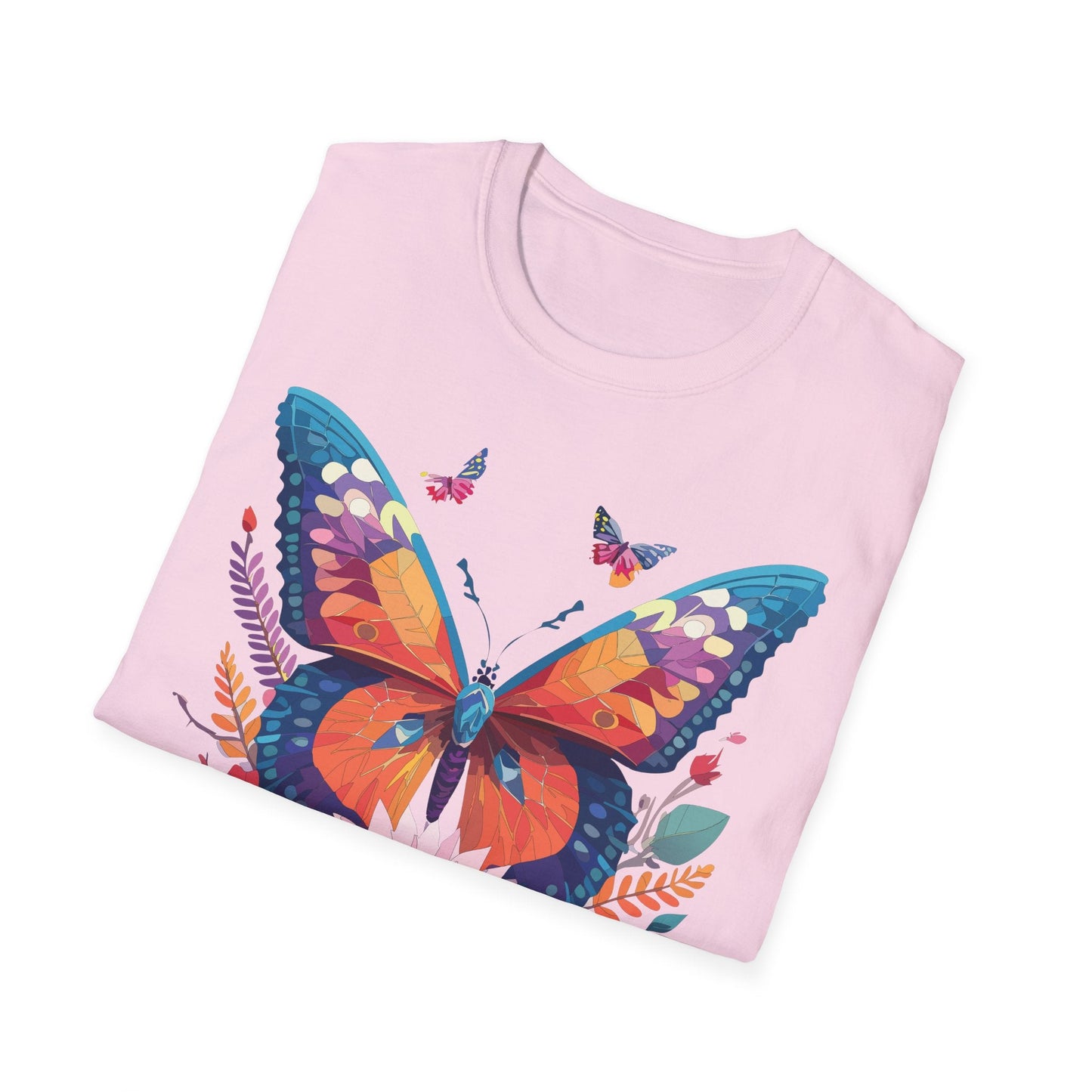 Butterfly Print Unisex T Shirt Softstyle 64000 Monarch Butterfly Themed Tee Ring Spun Cotton