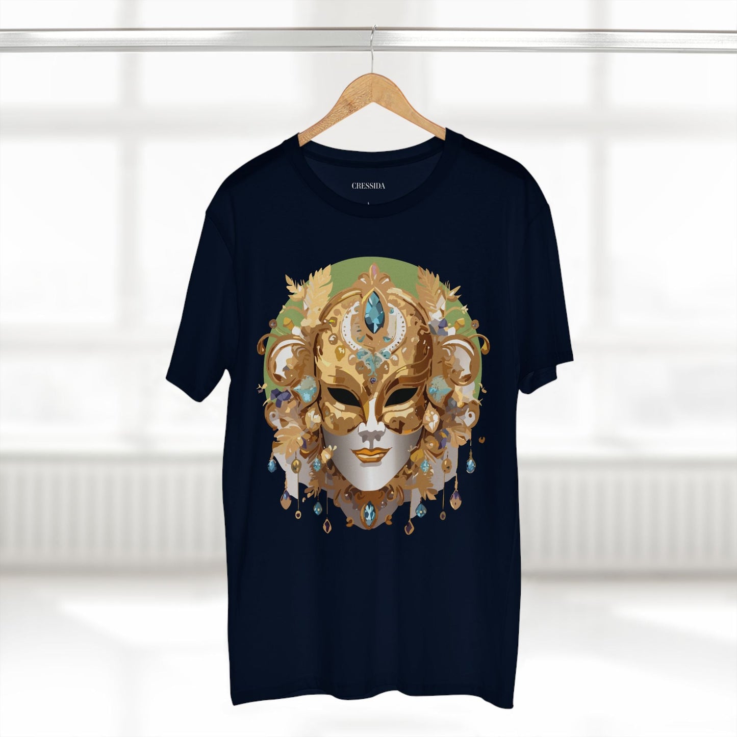 Carnival Mask Graphic T-Shirt Unisex 100 Cotton With Antique Gold Art Design Tee 11