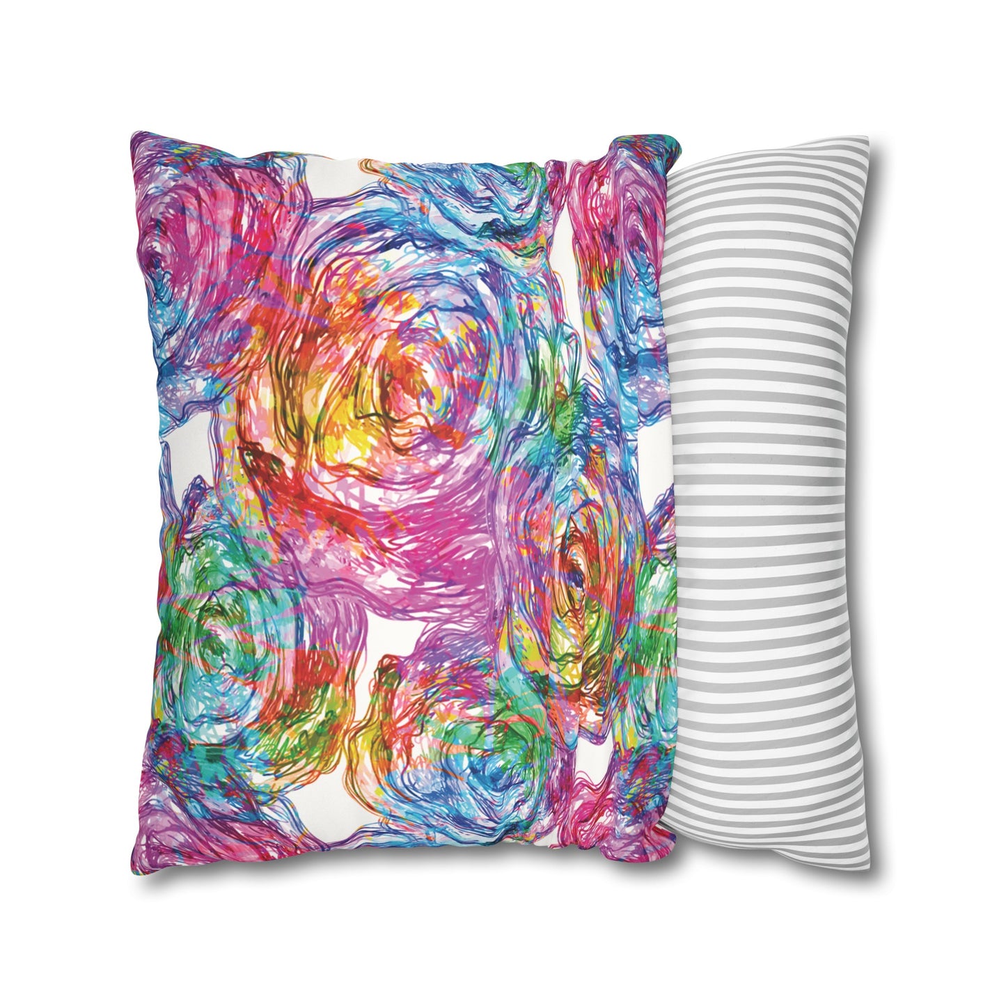 Faux Suede Pillowcase with Abstract print