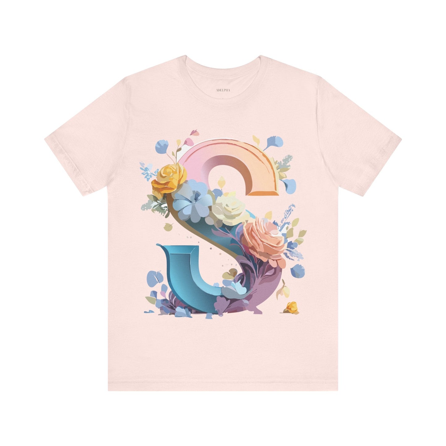 Letter S Graphic Tee Unisex Short Sleeve Shirt Adelpha Vintage Inspired Art Design
