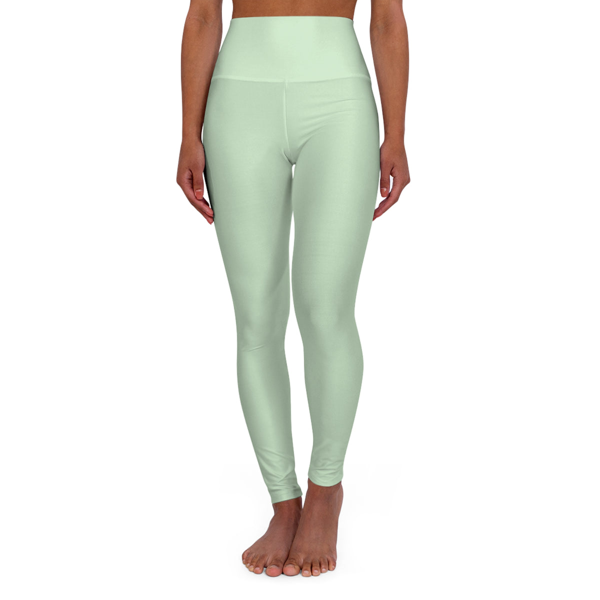 Light Green Mist Color High-Waist Yoga Leggings Women's Seamless Poly-Span Stretchy Pants XS-2XL