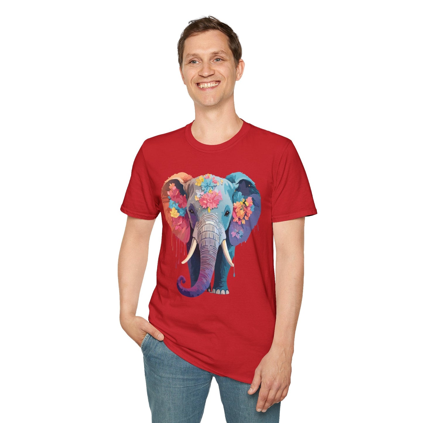 Unisex Elephant T Shirt Gildan SoftStyle 64000 100 Percent Ring Spun Cotton Tee Shirt