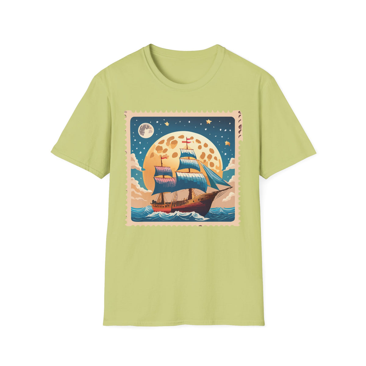 Vintage Sailboat at Moonrise T-Shirt | Nautical Sunset Illustration