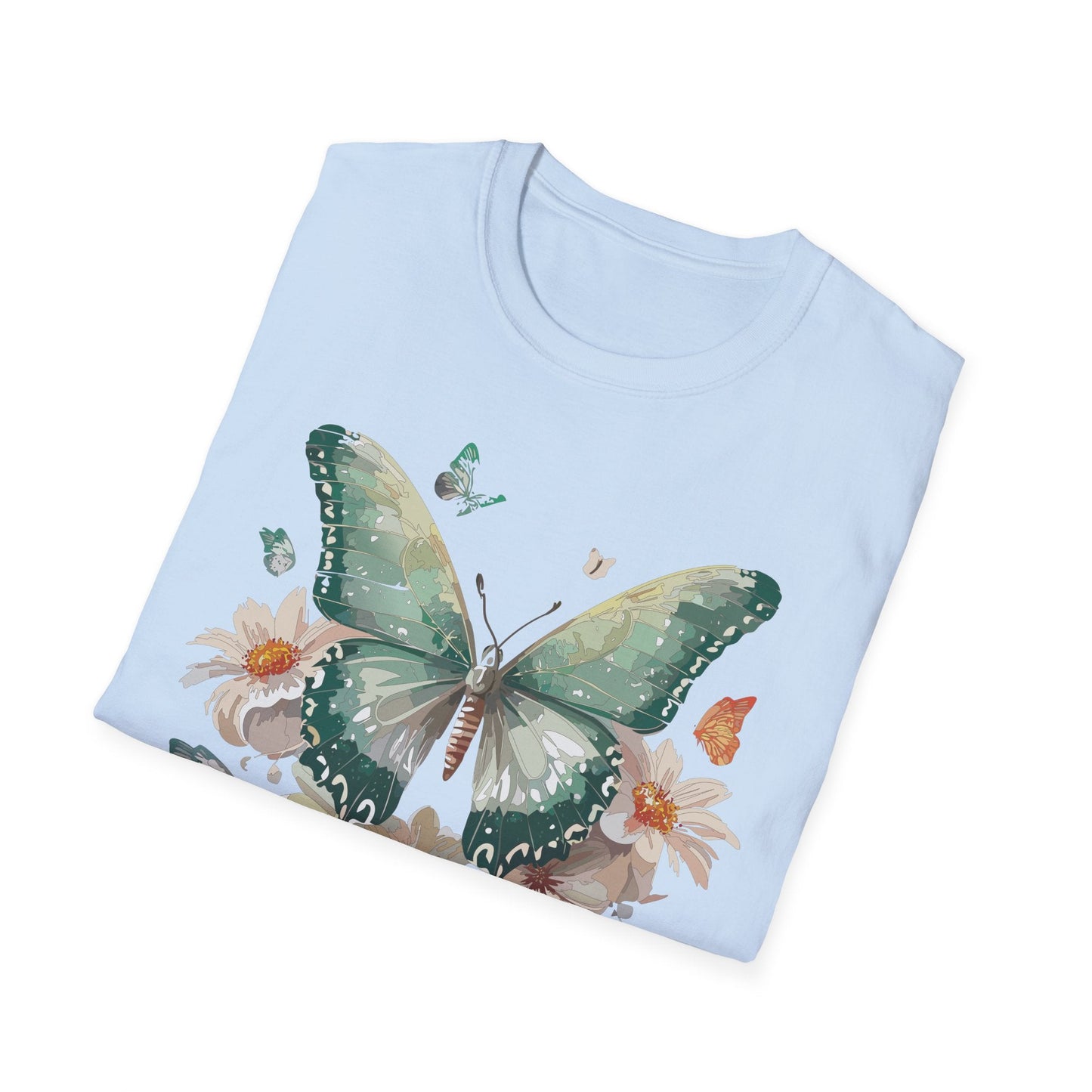 Butterfly T Shirt Unisex Softstyle Tee 100 Percent Ring Spun Cotton Monarch Design Premium Comfort