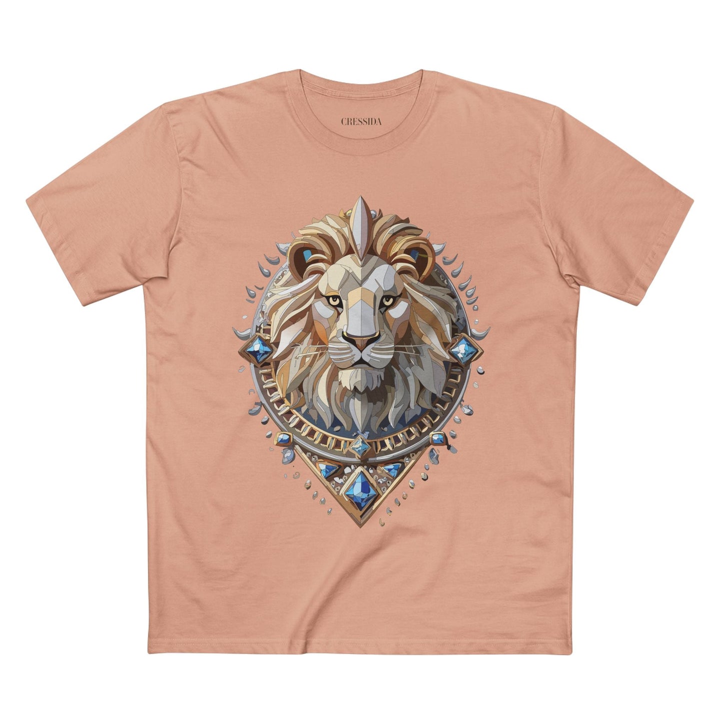 Lion Graphic Unisex 100 Cotton Tee With Unique Animal Golden Medallion Art Design 7
