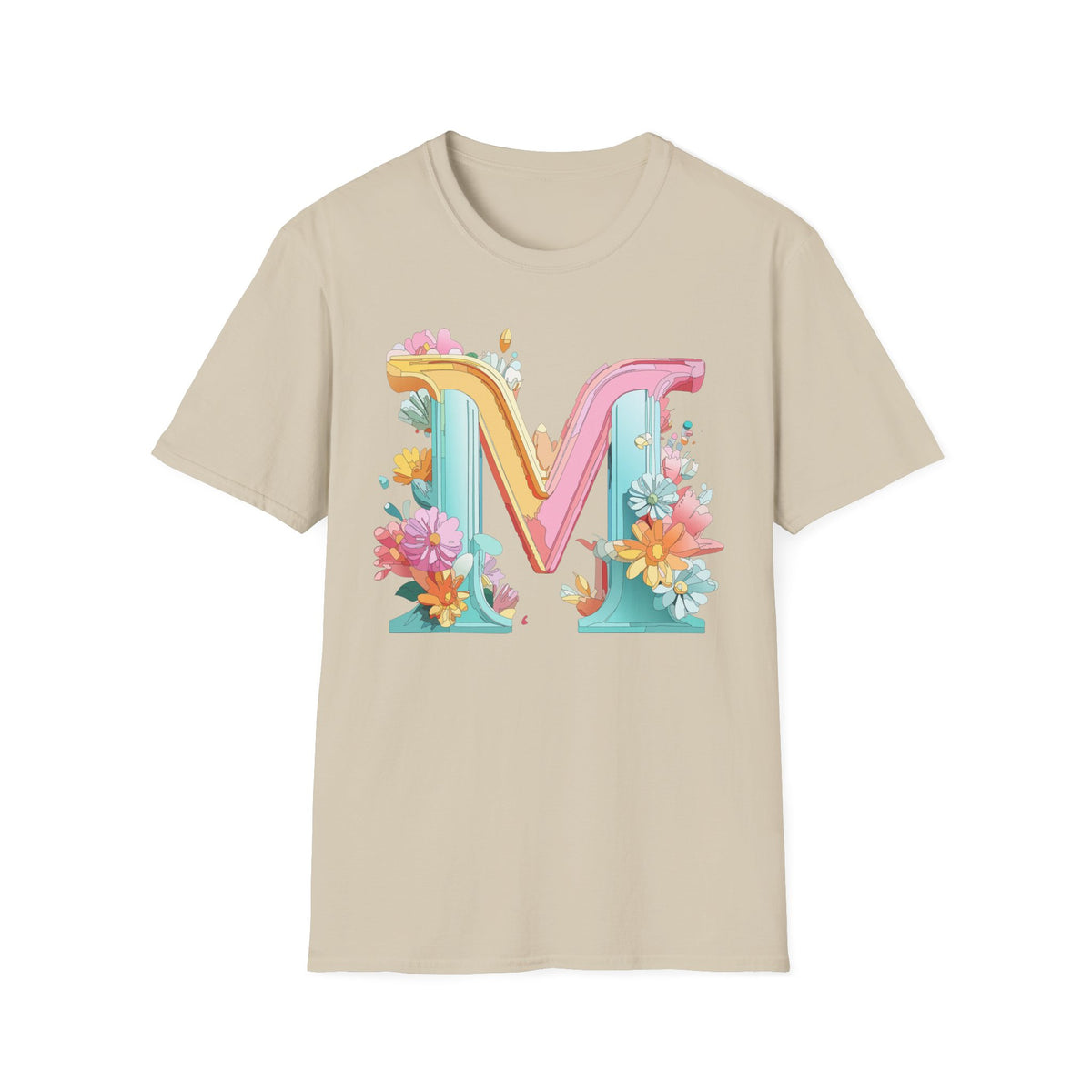 Floral Pastel Letter M T-Shirt | Monogram Initial Tee
