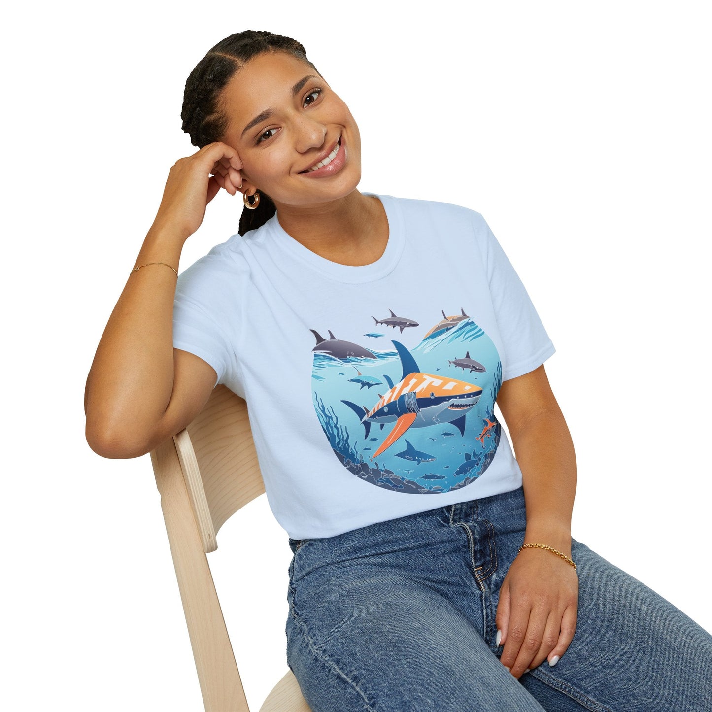 Ocean Tee Shirt Unisex Softstyle Gildan 64000 100 Percent Ring Spun Cotton Breathable U Boat Design