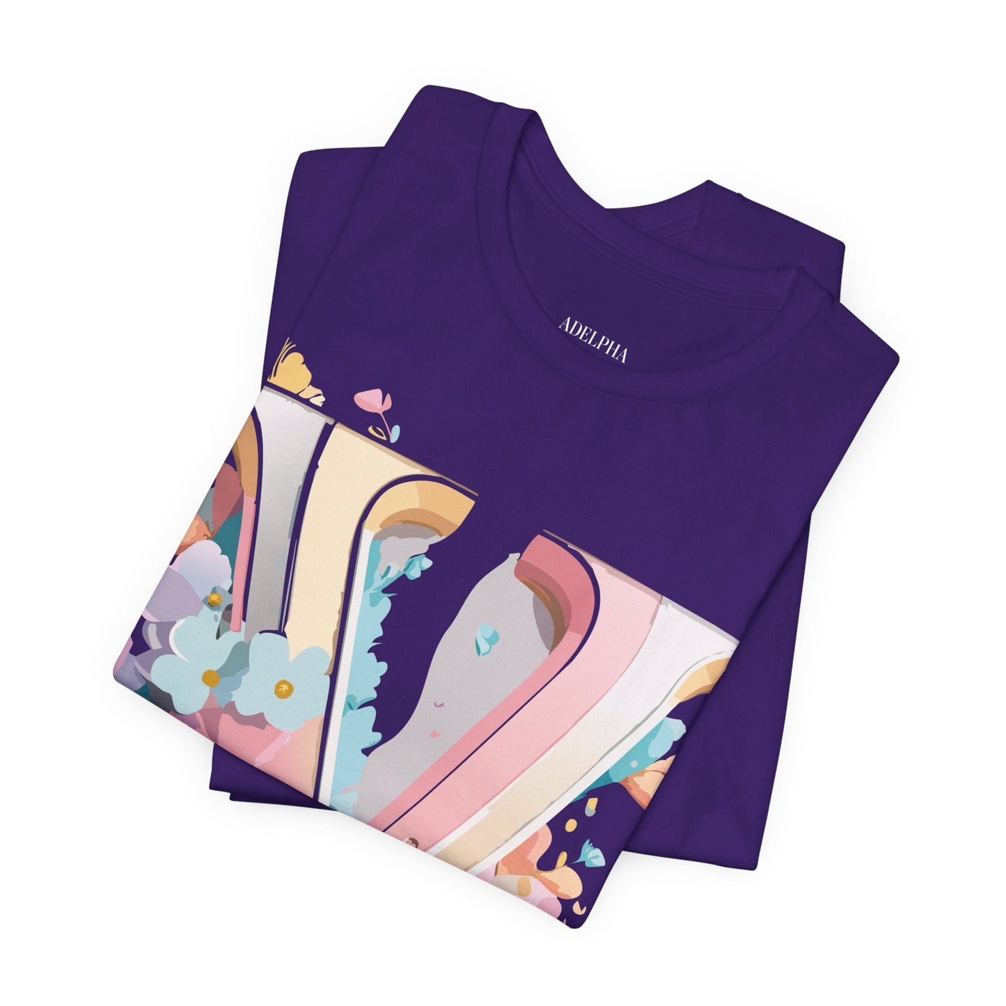 Letter V Shirt Graphic Tee Unisex Jersey Short Sleeve Vintage Inspired Adelpha Art Design