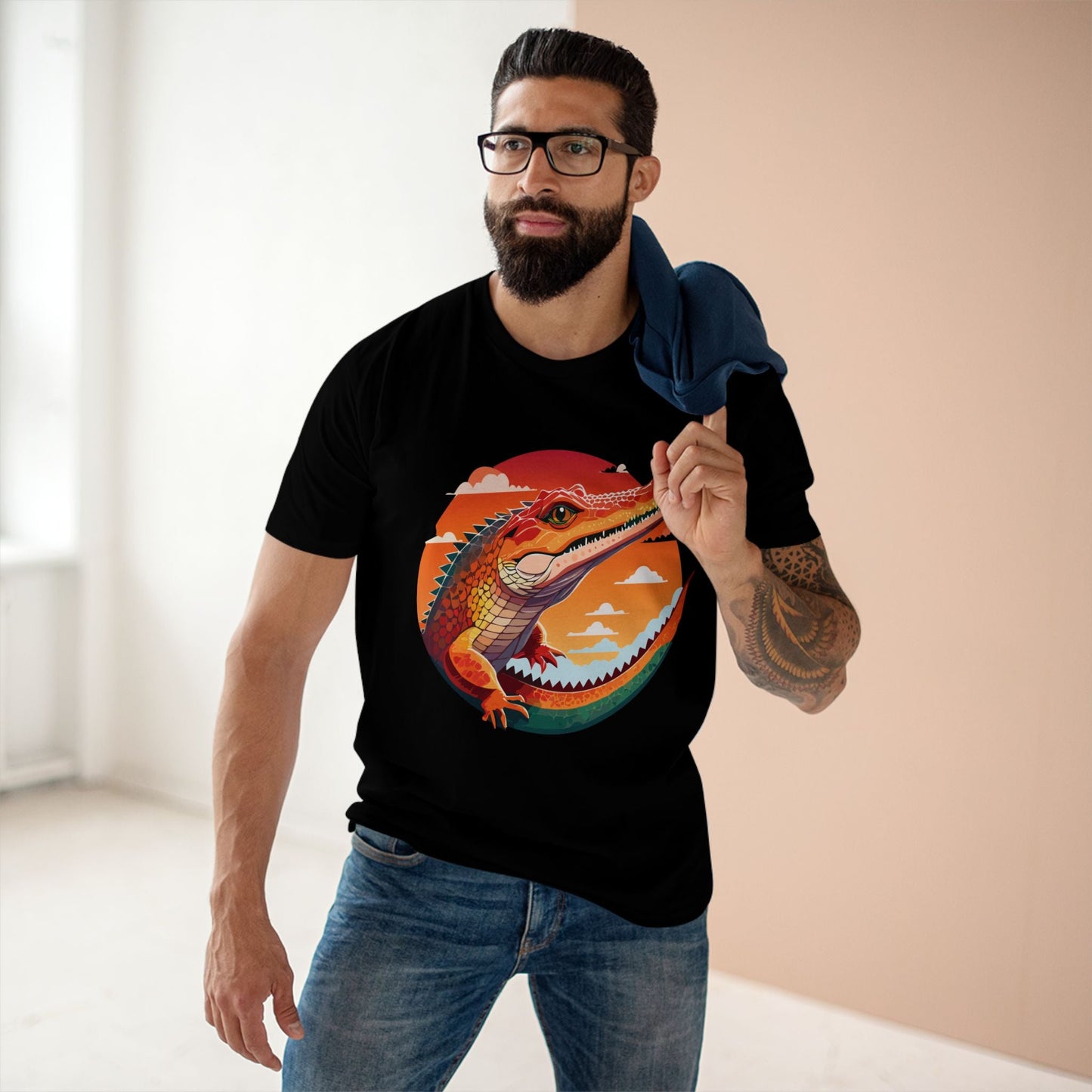 Unisex Crocodile Shirt With Original Art Design Premium Cotton Tee From Retro2Nova Art Collection Soft Breathable Graphic