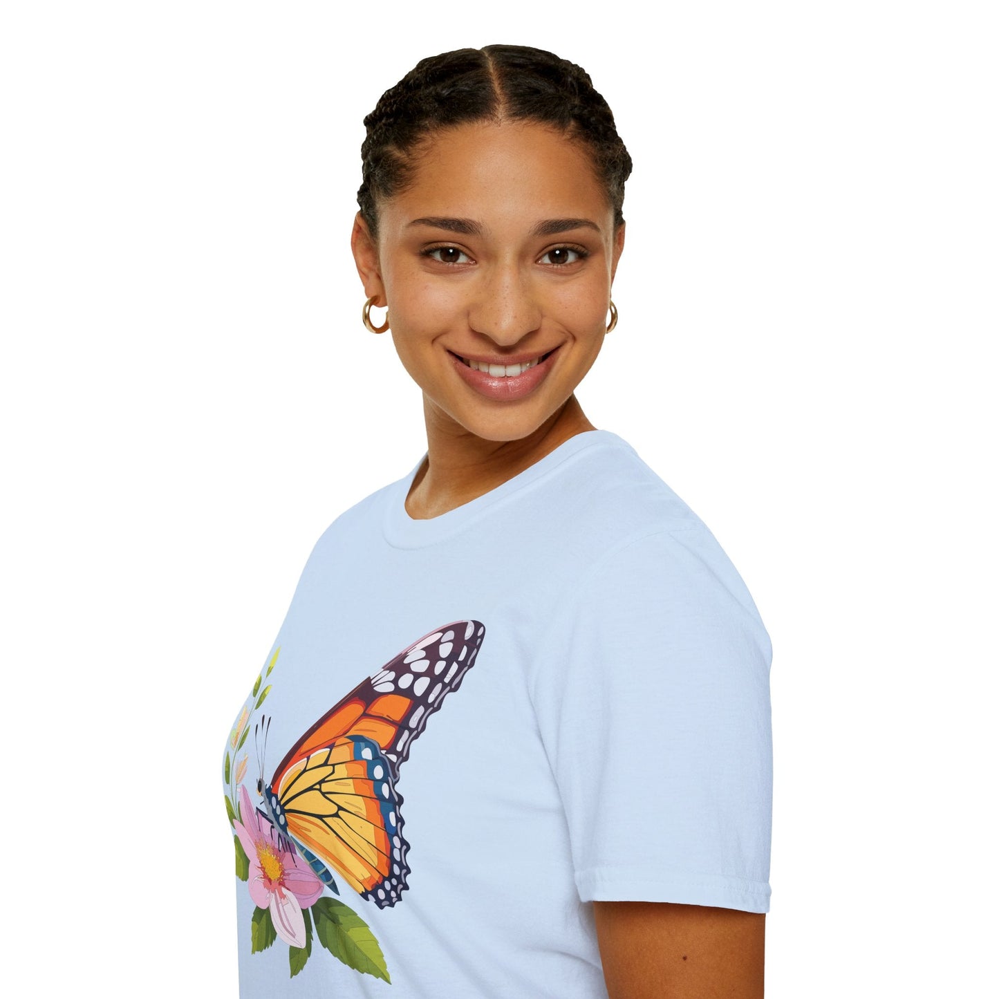 Butterfly T Shirt for Women and Men Monarch Print Softstyle Unisex Gildan 64000 Tee