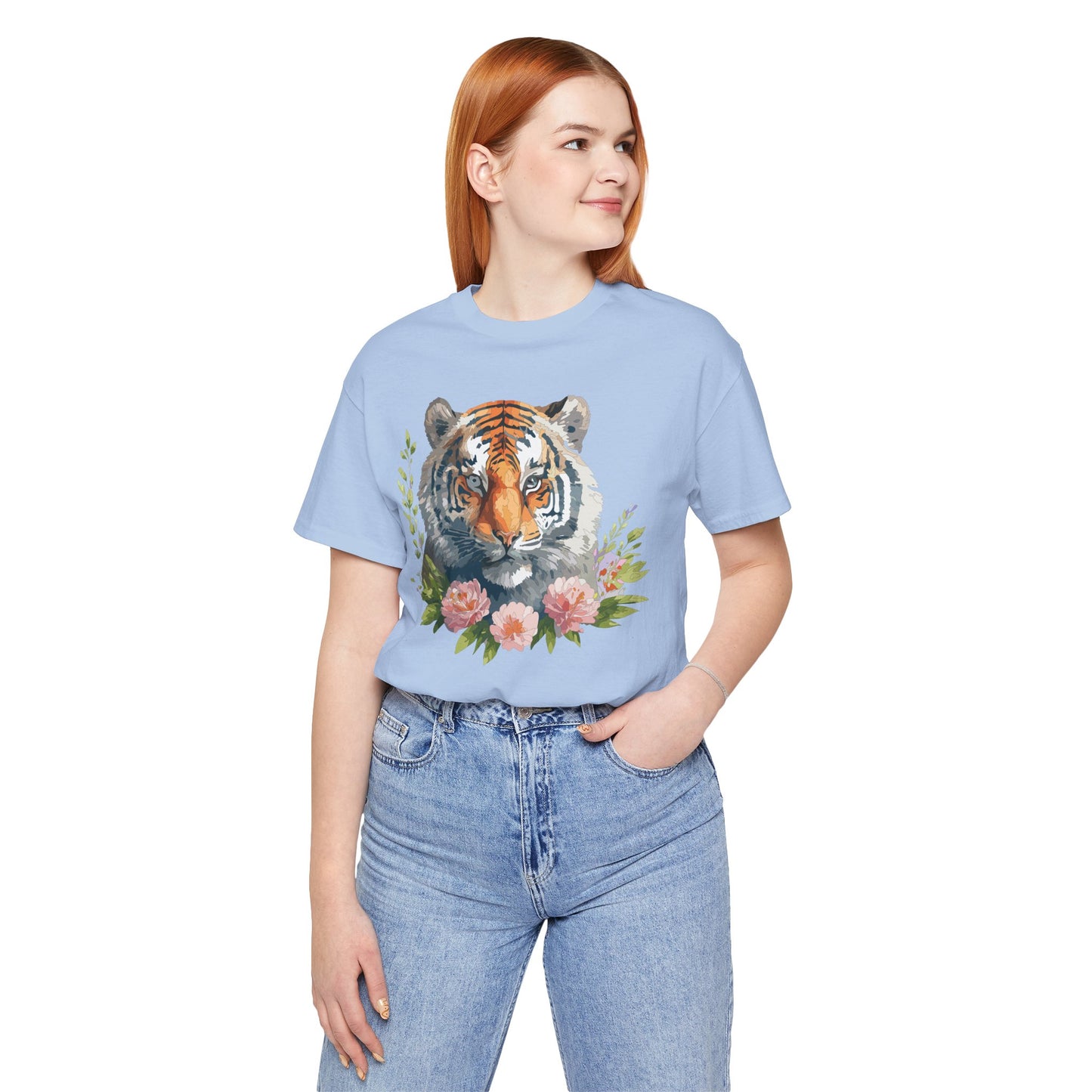 Floral Tiger Shirt, Animal Shirt, Tiger Tee, Unisex Tee, Floral T-shirt, T-Shirt with Animal
