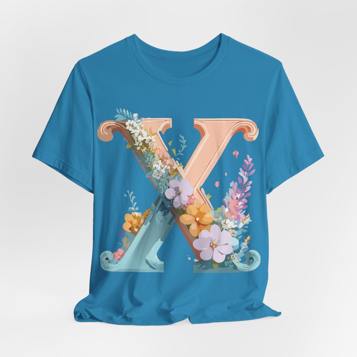 Letter X Shirt Graphic Tee Unisex Short Sleeve Vintage Inspired Adelpha Art Design
