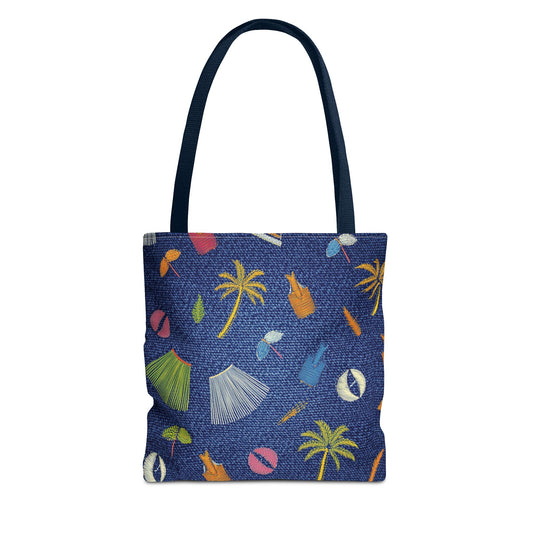 Denim Fabric Imitation Print Unisex Canvas Bag Poly Spun 3 Sizes Tote Bag 182-3