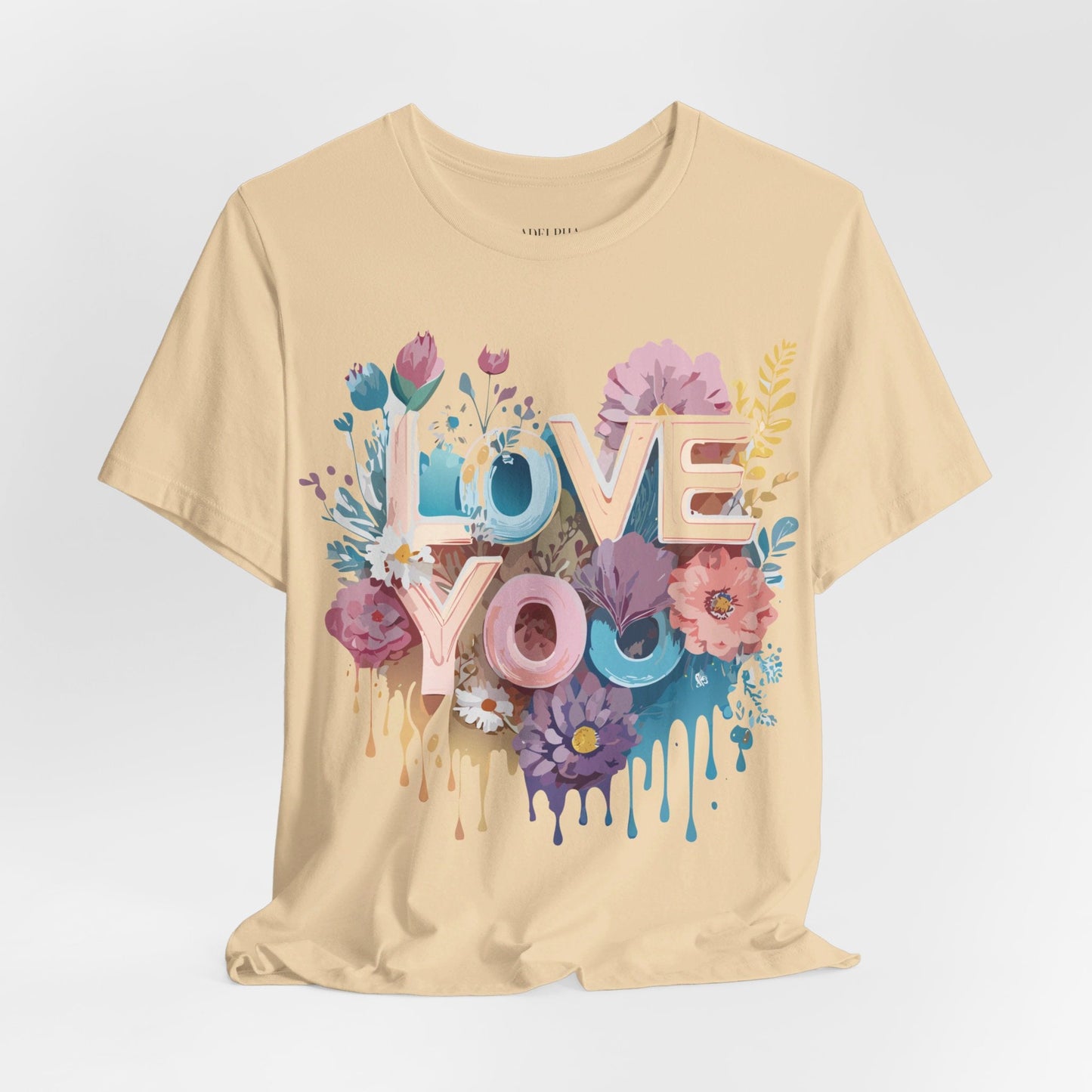 Valentine Day Graphic Unisex 100 Cotton Vintage Artwork with Love and Flower Design Tee 37
