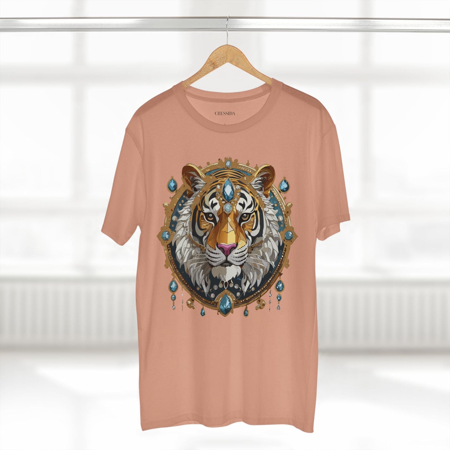 Tiger Graphic Unisex 100 Cotton Tee With Unique Animal Golden Medallion Art Design 51