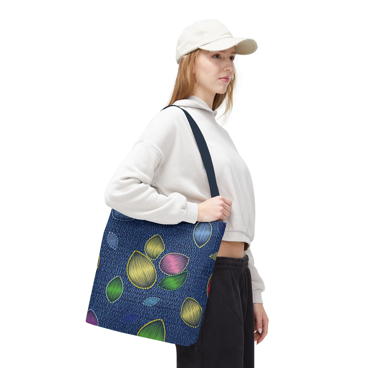 Denim Fabric Imitation Print Unisex Canvas Bag Poly Spun 3 Sizes Tote Bag 152