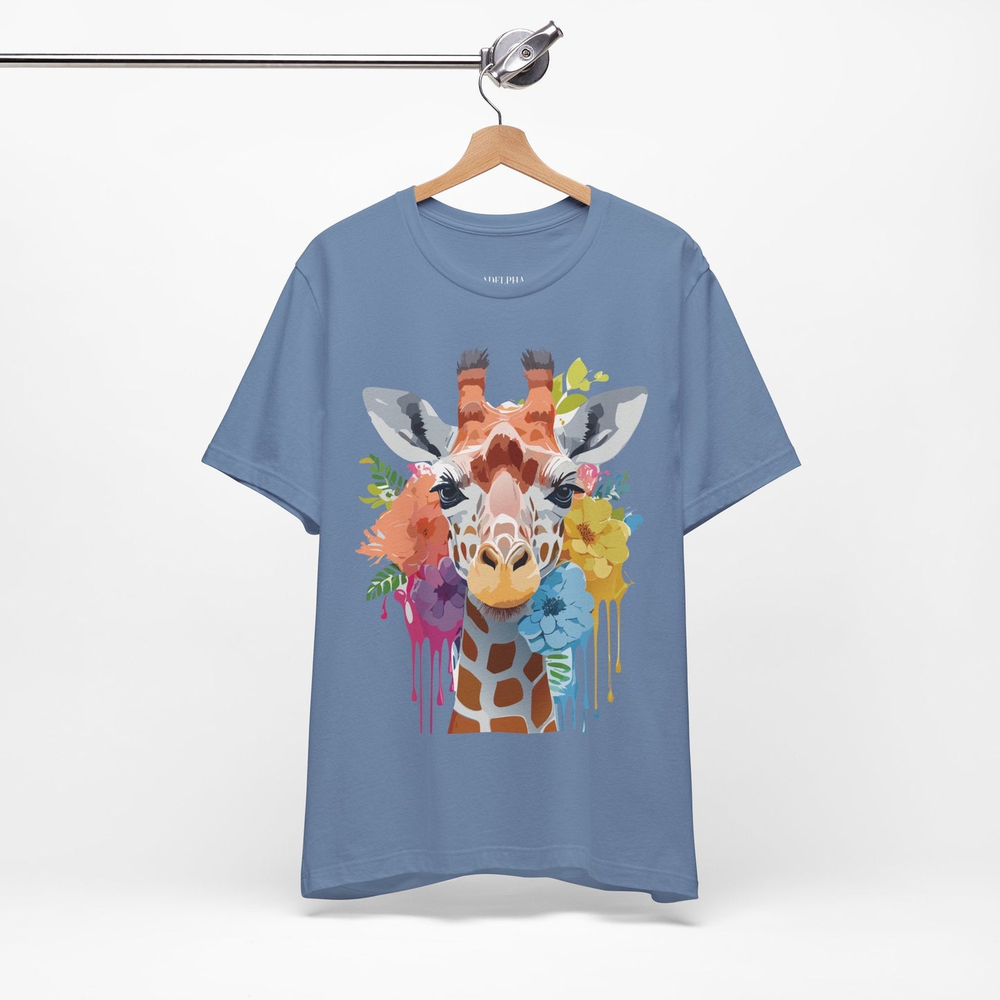 Giraffe Graphic Tee By Adelpha Unisex Vintage Inspired Art Design Short Sleeve Jersey Shirt