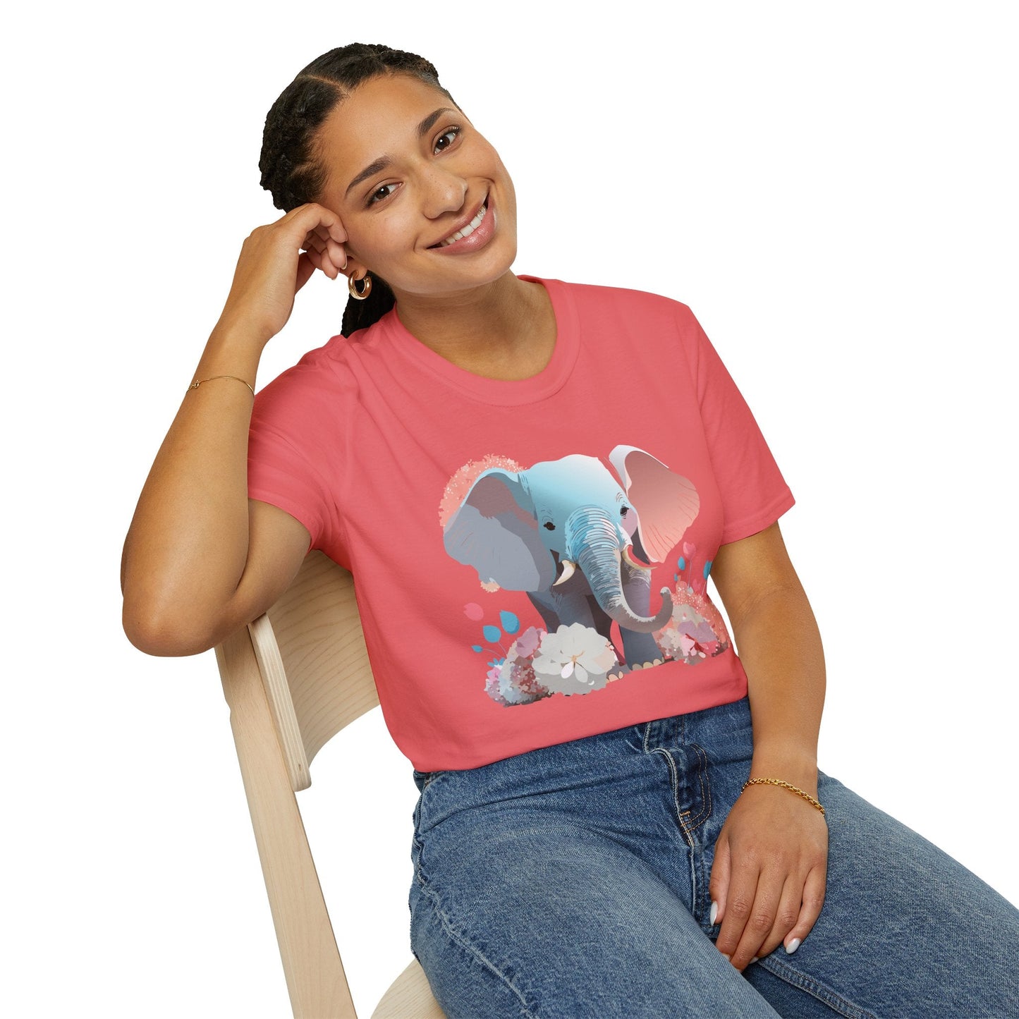 Elephant T Shirt Unisex Softstyle Graphic Tee With Elephant Animation Animal Print