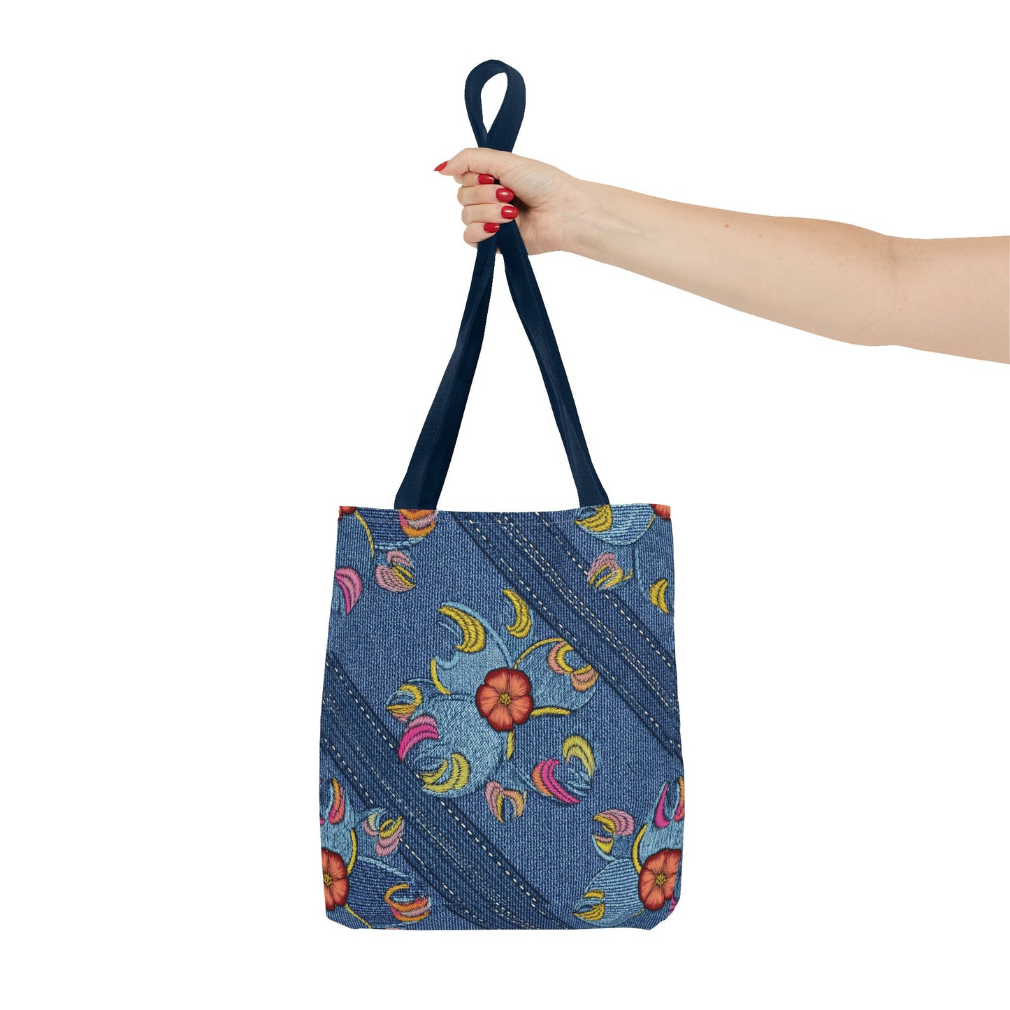 Denim Fabric Imitation Print Unisex Canvas Bag Poly Spun 3 Sizes Tote Bag 161